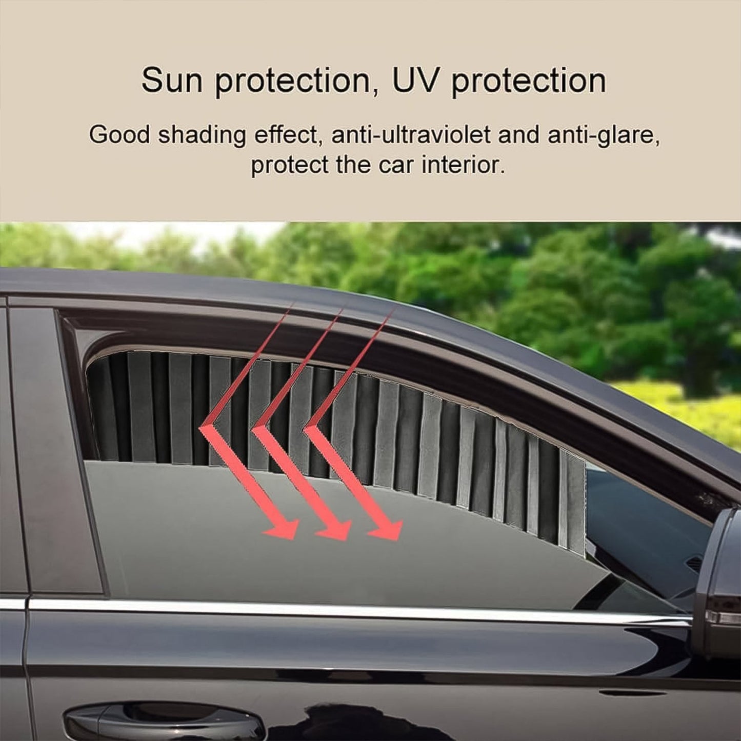 Curtain For Car Window Heat Sunshade Protection (4 Pcs With Curtain Hook Adhesive Tap Set) - Grandsell