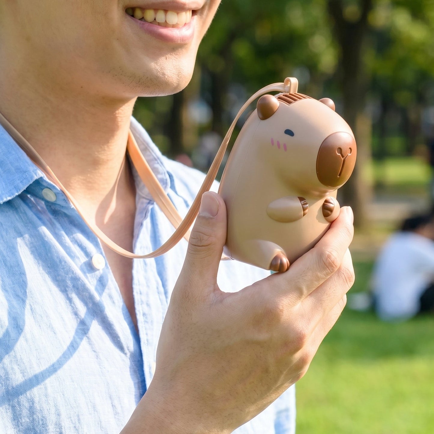 Cute Bear Shape Portable Mini Fan With Neck Strap (1 Pc) - Grandsell