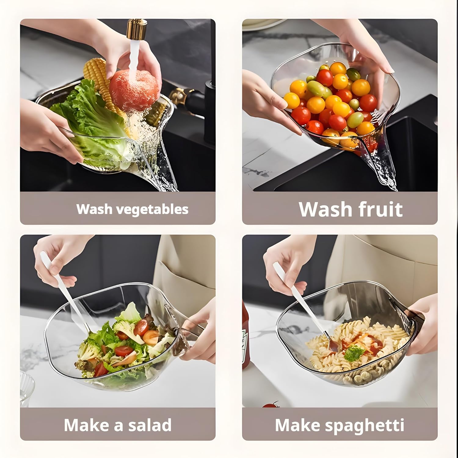 Drain Basket Funnel for Kitchen Sink – Multi - Functional Strainer & Food Waste Collector - Grandsell