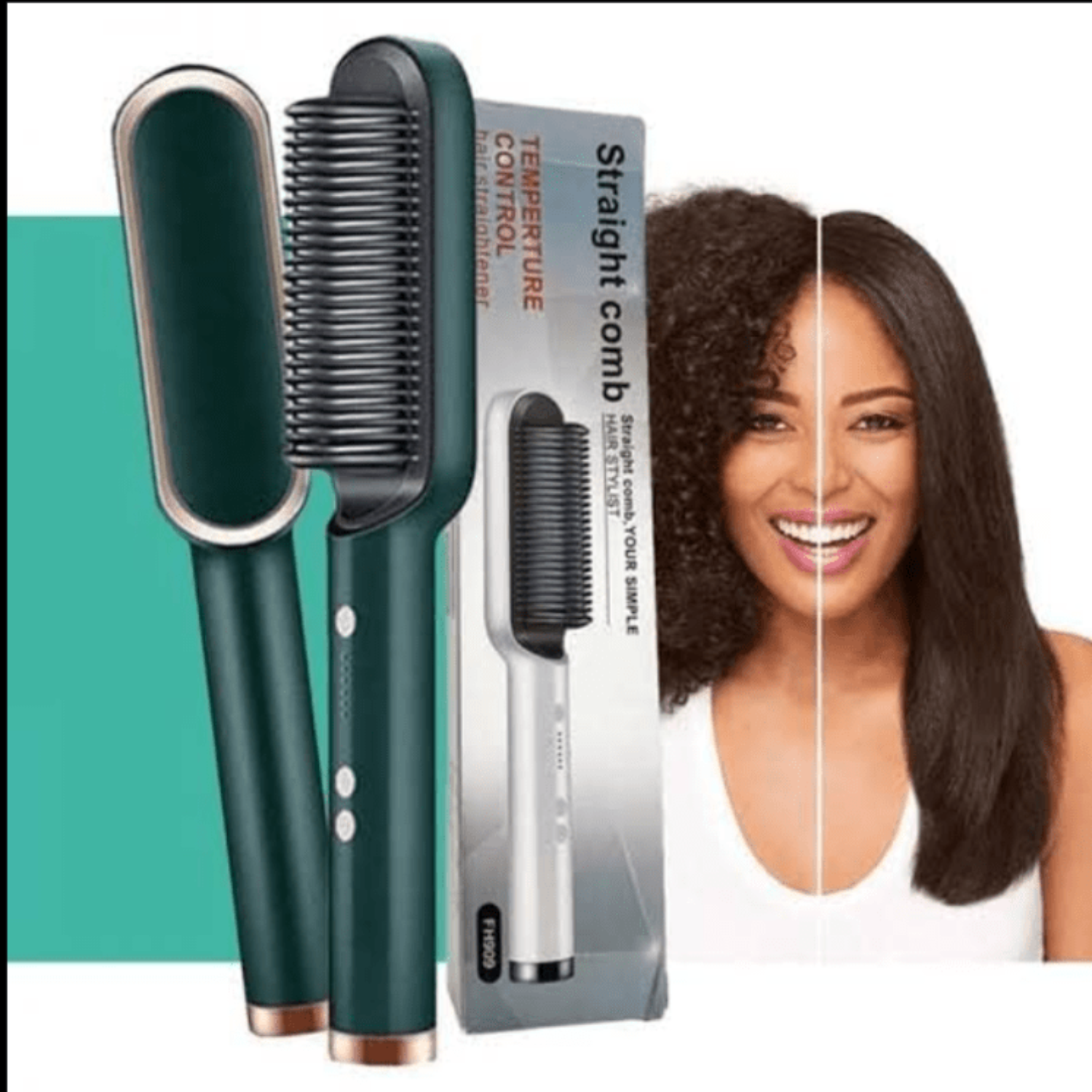 Fast Hair Straightening Comb – Electric Hot Brush for Quick & Smooth Styling - Grandsell
