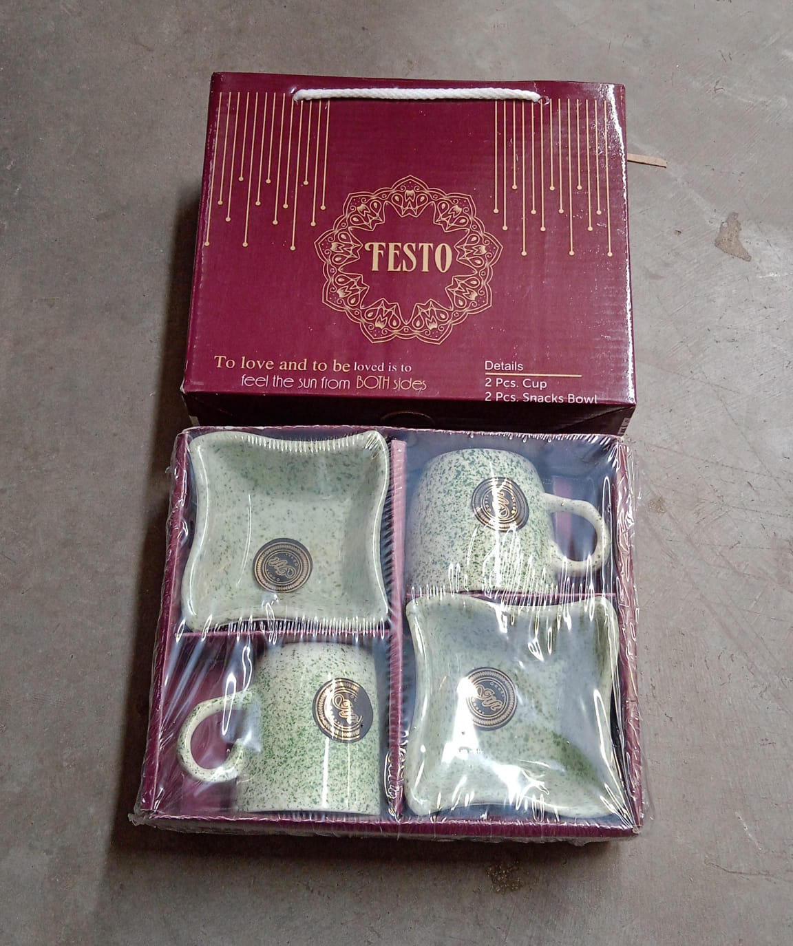 Festo Ceramic Tea Cups Mug Set Including Snacks Serving Bowl Milk Cup Coffee Cup Tea Cup Breakfast Cup Drinking Mug Or Outdoor For Household Gift For Birthday Wedding Party (4 Pcs Set) - Grandsell