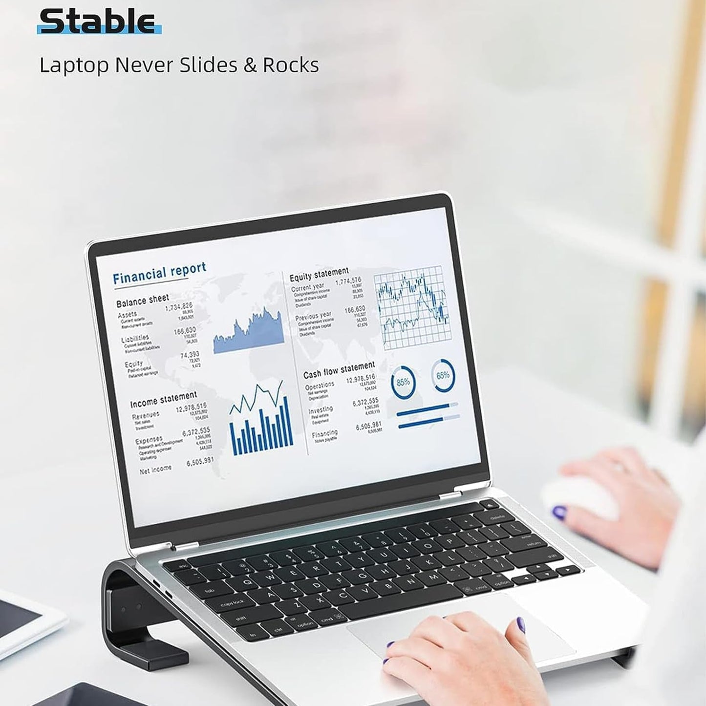 Fixed Metal Laptop Stand For Desk (25 26 Cm) - Grandsell