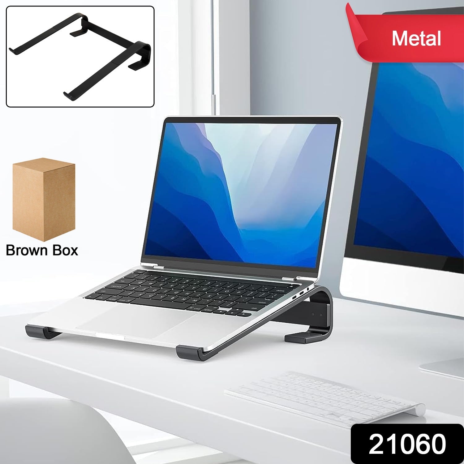 Fixed Metal Laptop Stand For Desk (25 26 Cm) - Grandsell