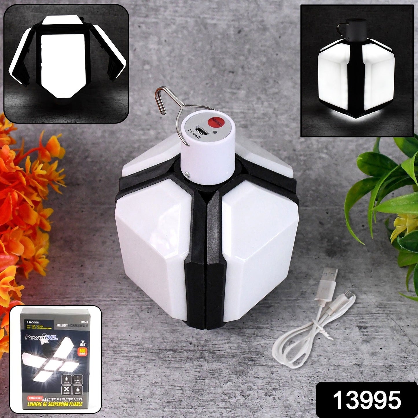 Foldable Camping Light Usb Rechargeable Led Lamp With Hanging Hook (1 Pc) - Grandsell