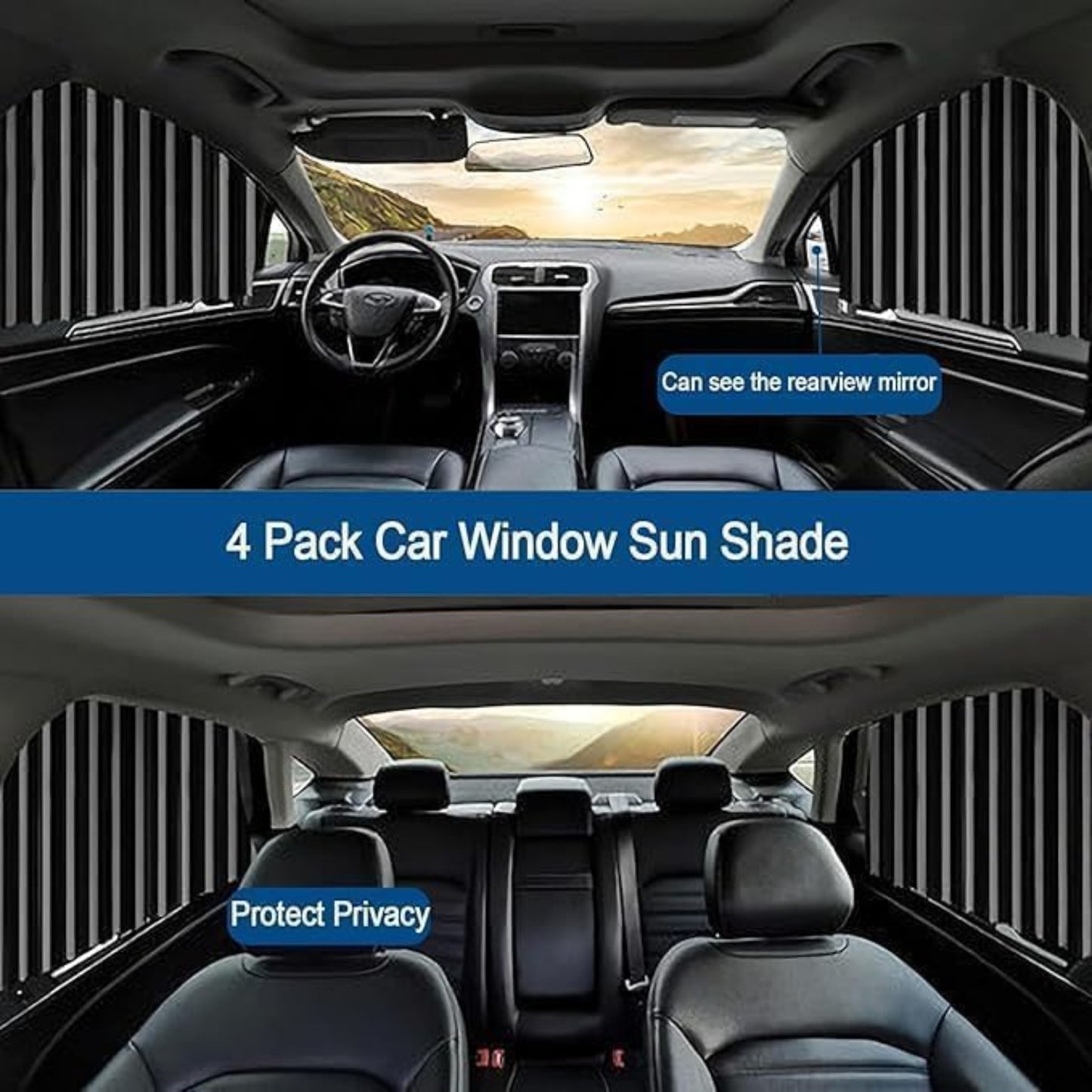 Foldable Car Window Privacy Curtains Sunshade – Magnetic Pleated Side Curtains - Grandsell