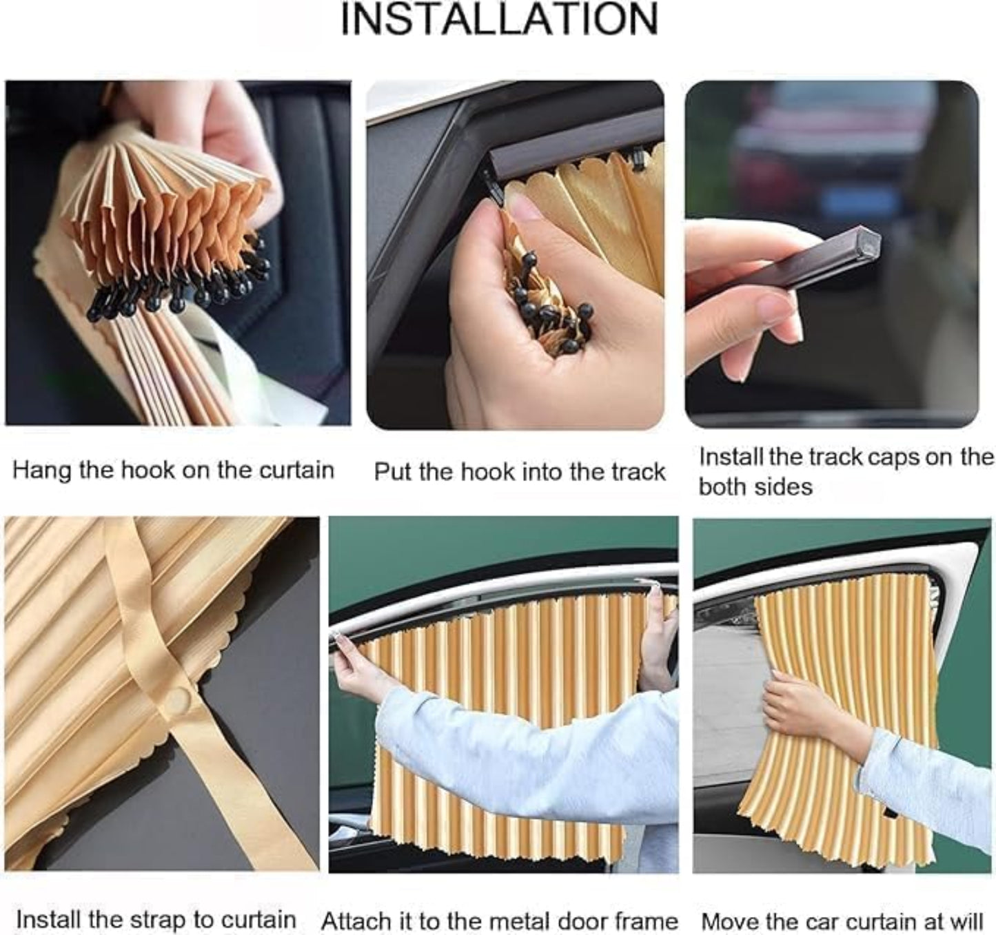 Foldable Car Window Privacy Curtains Sunshade – Magnetic Pleated Side Curtains - Grandsell