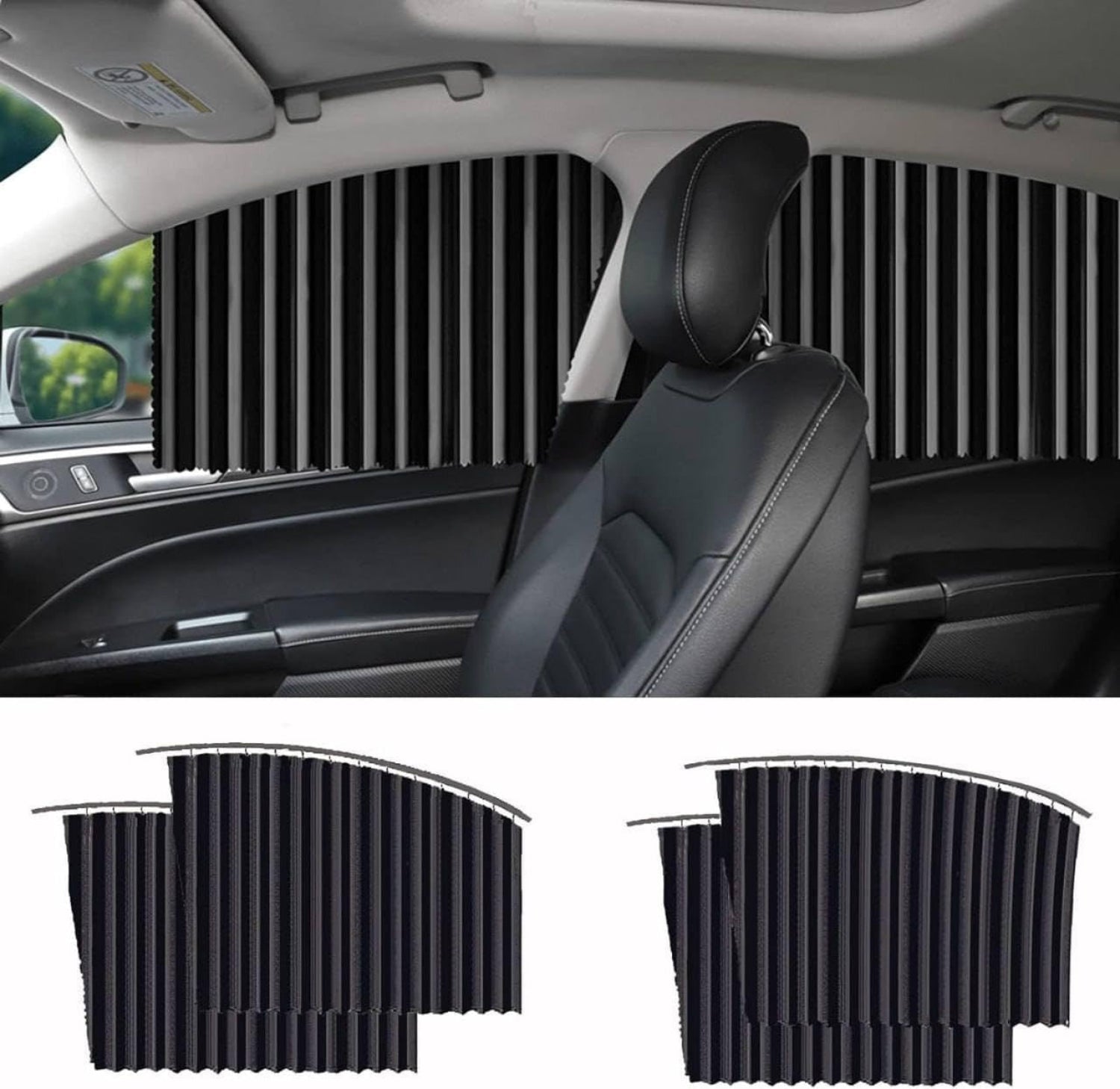Foldable Car Window Privacy Curtains Sunshade – Magnetic Pleated Side Curtains - Grandsell