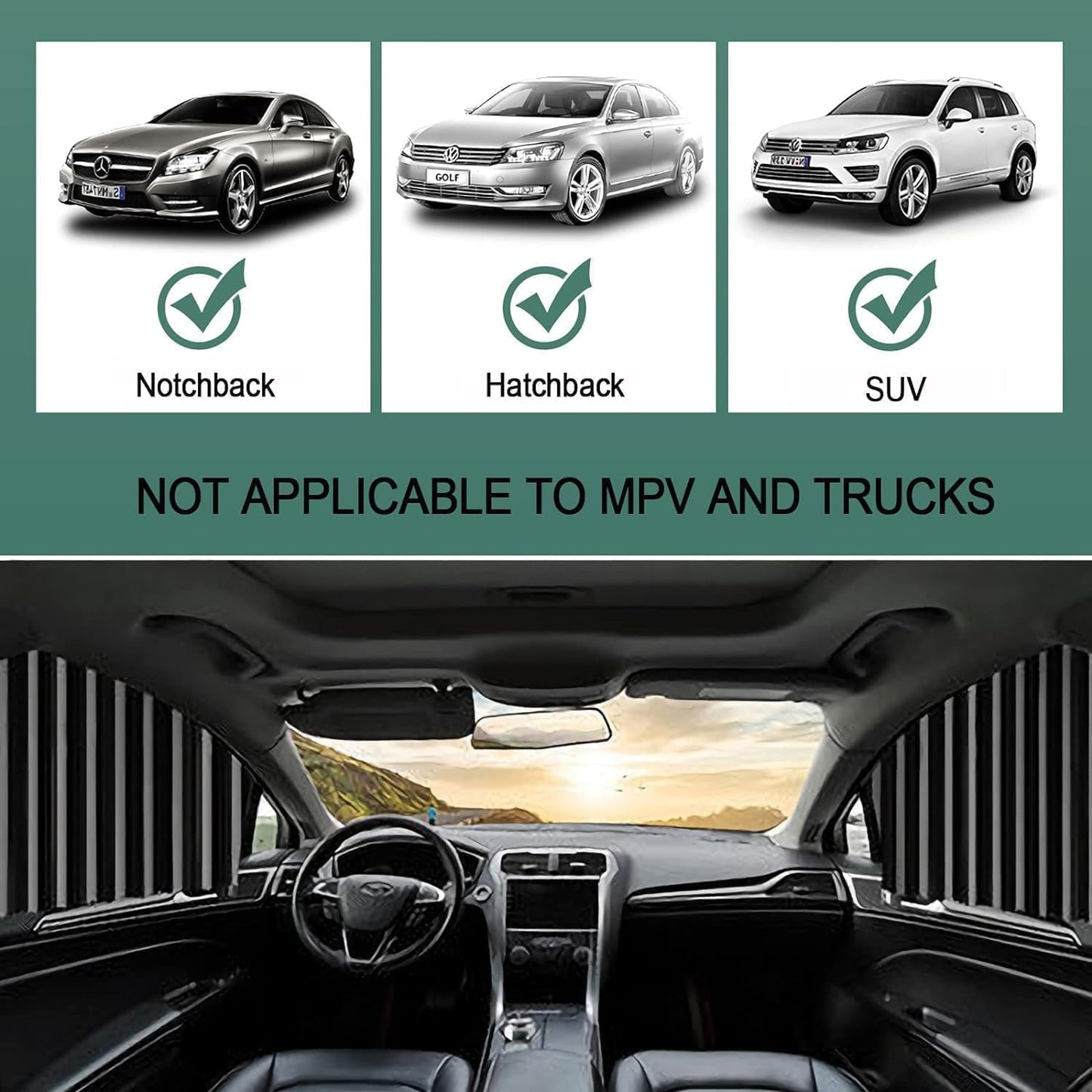 Foldable Car Window Privacy Curtains Sunshade – Magnetic Pleated Side Curtains - Grandsell