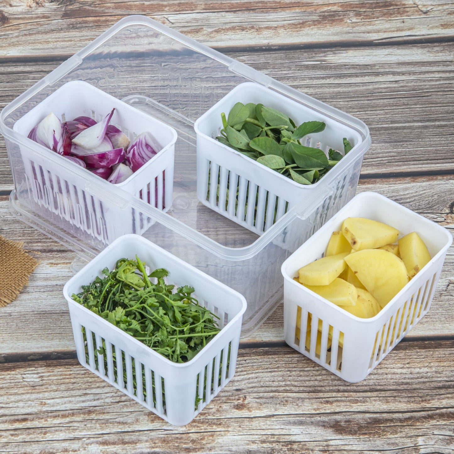 Fridge Storage Boxes Freezer Storage Containers Container For Kitchen Storage Set Storage In Kitchen Vegetable Storage Draining Crisper Refrigerator Food Box (1 Pc) - Grandsell