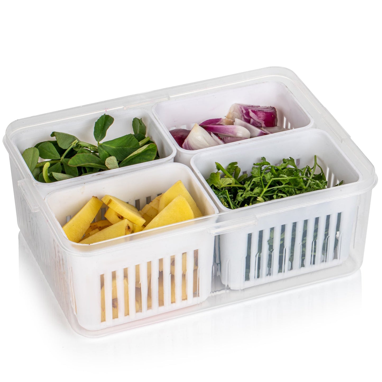 Fridge Storage Boxes Freezer Storage Containers Container For Kitchen Storage Set Storage In Kitchen Vegetable Storage Draining Crisper Refrigerator Food Box (1 Pc) - Grandsell