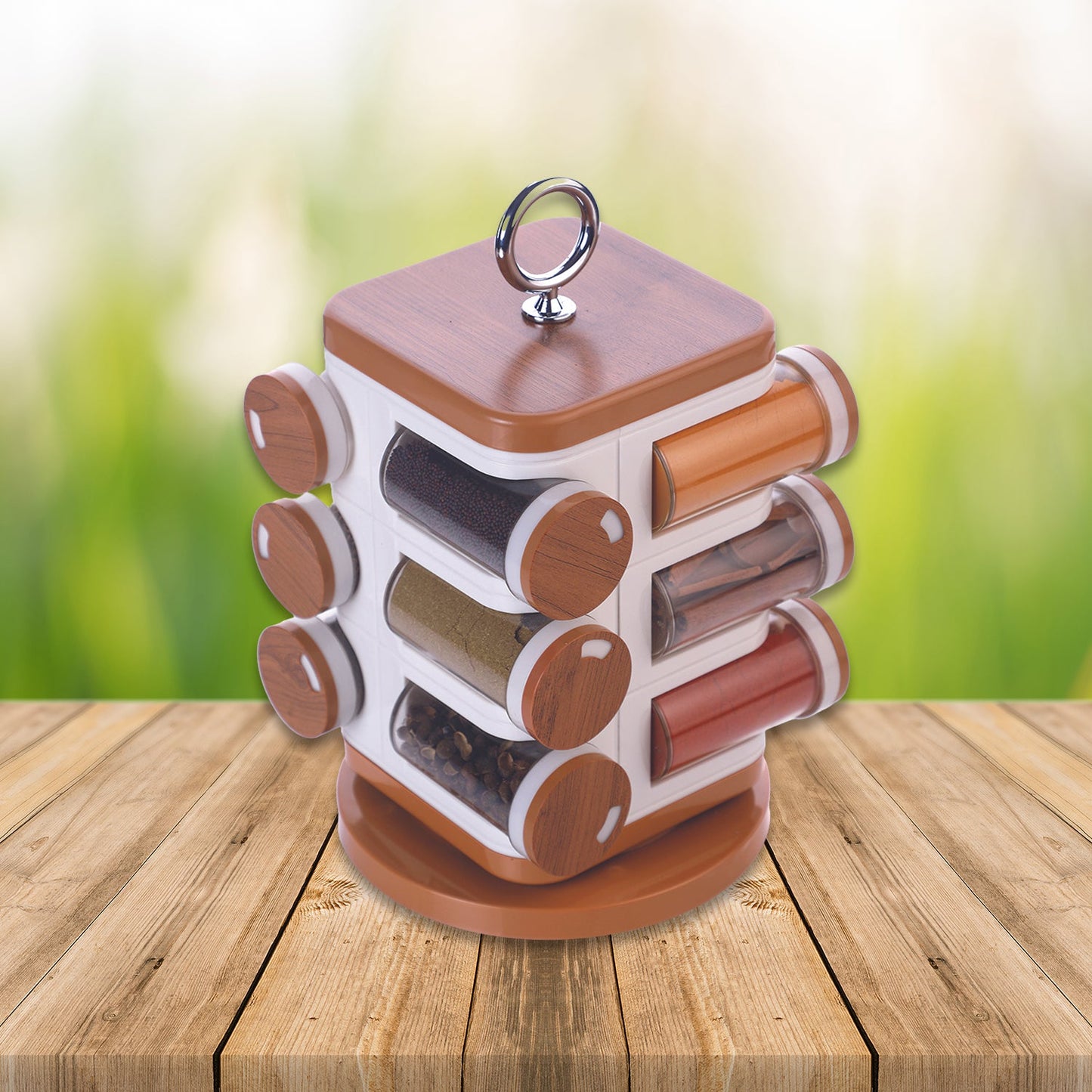 Ganesh 12 - jar Revolving Spice Rack Masala Box - Grandsell