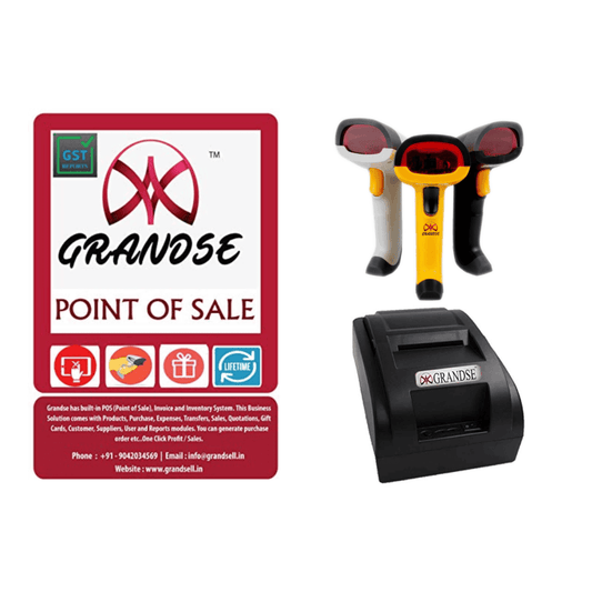 Grandse Billing Software Barcode Scanner with 58MM Thermal Printer - Grandsell