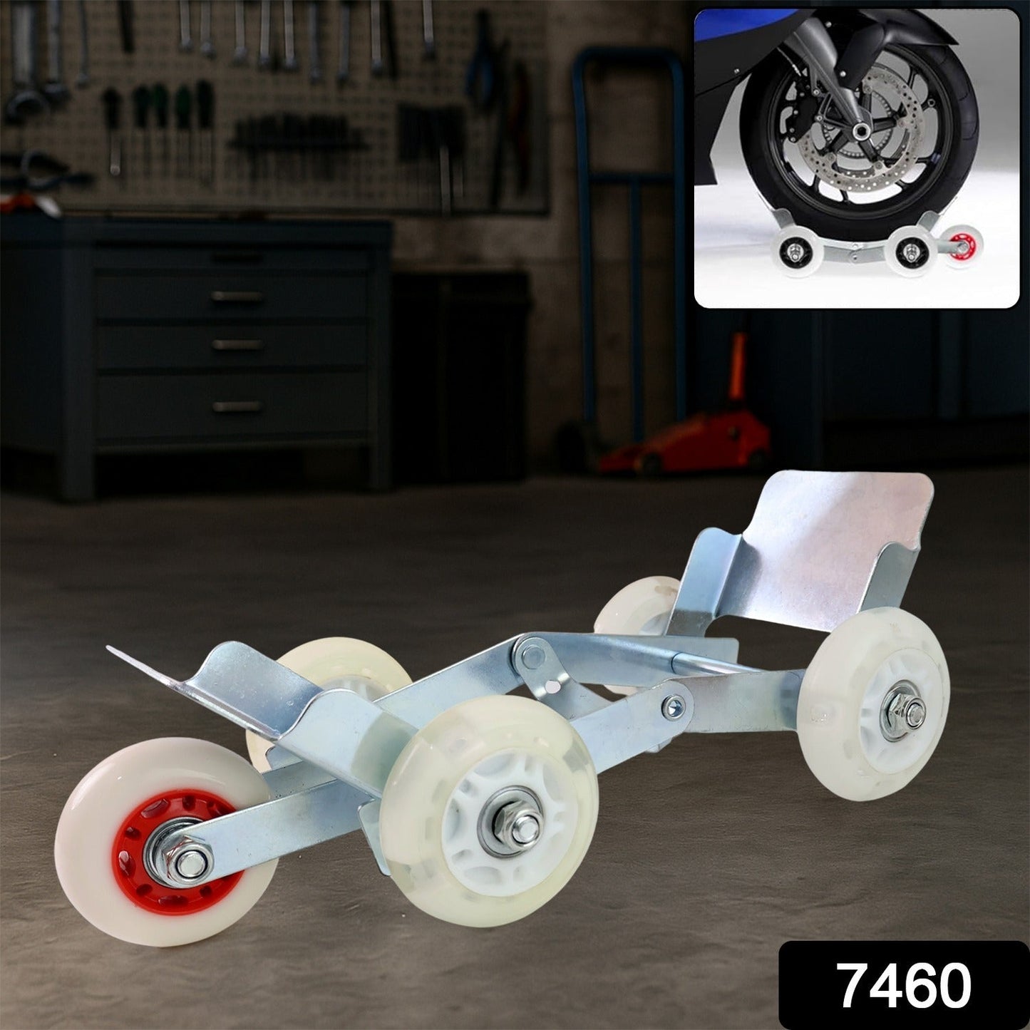 Heavy - duty Motorcycle Front Wheel Parking Roller Stand (1 Pc) - Grandsell