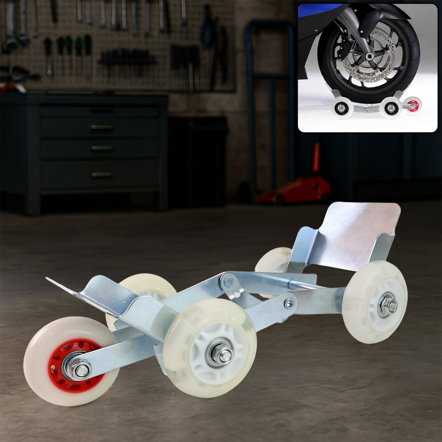 Heavy - duty Motorcycle Front Wheel Parking Roller Stand (1 Pc) - Grandsell