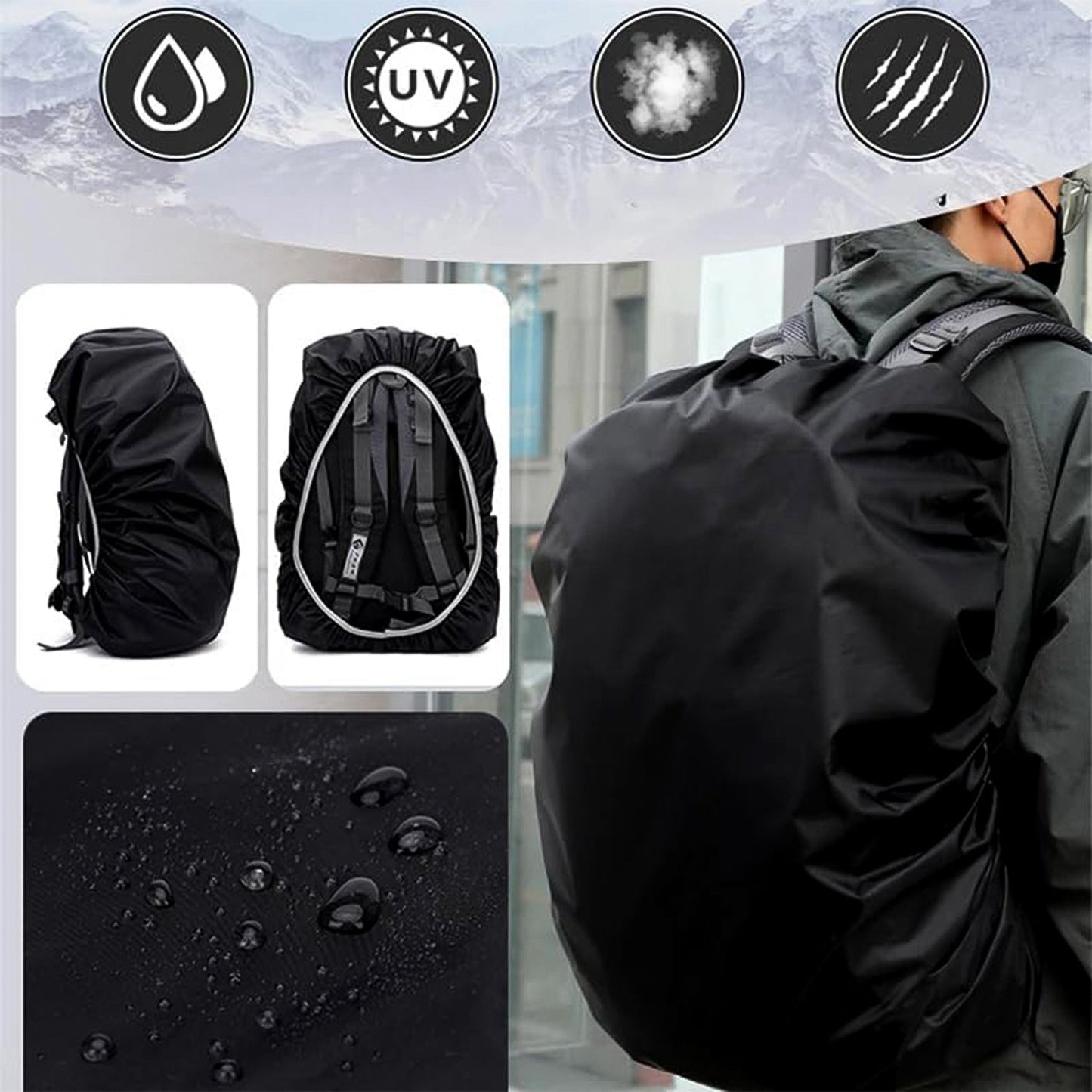 Heavy Waterproof Nylon Rain Cover dust Cover - Elastic Adjustable For Laptop Bags And Backpacks School Bag Waterproof Cover Dust Proof Backpack Laptop Bag Cover (1pc) - Grandsell