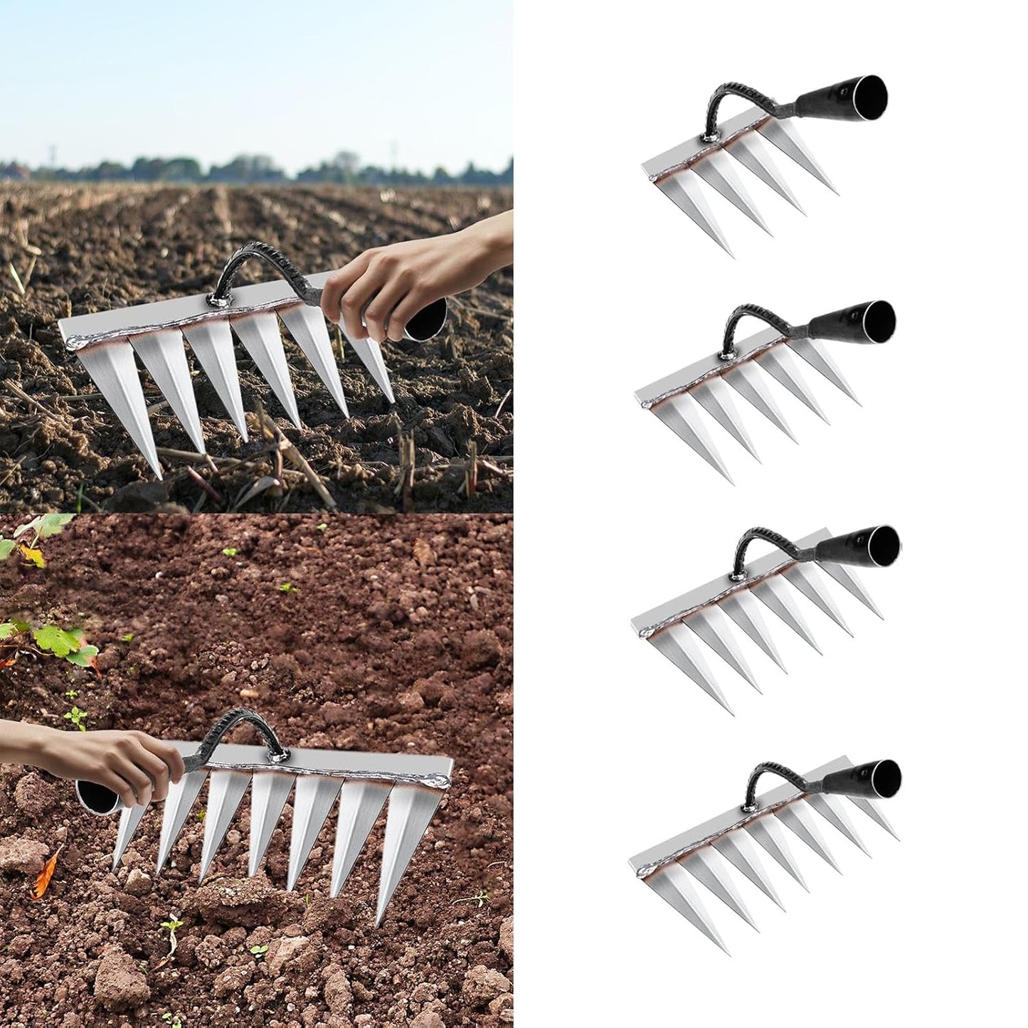 Iron Rake for Gardening & Weeding – Heavy Duty Garden Tool - Grandsell