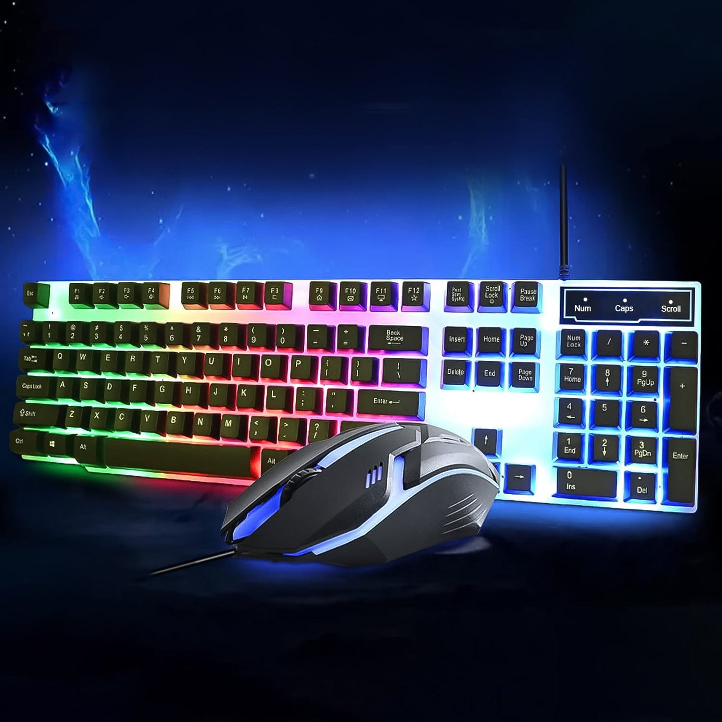 Key Colorful Lighting Keyboard Mouse Set (2 Pc Set) - Grandsell
