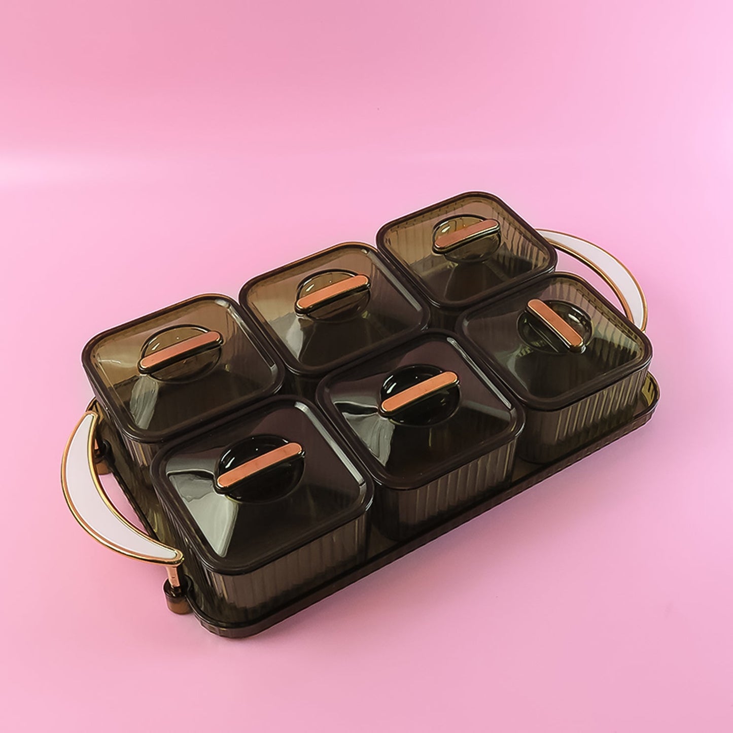 Liger Multipurpose Transparent Spice Jar Set With Tray And Lids 400ml Approx (6 Pc) - Grandsell