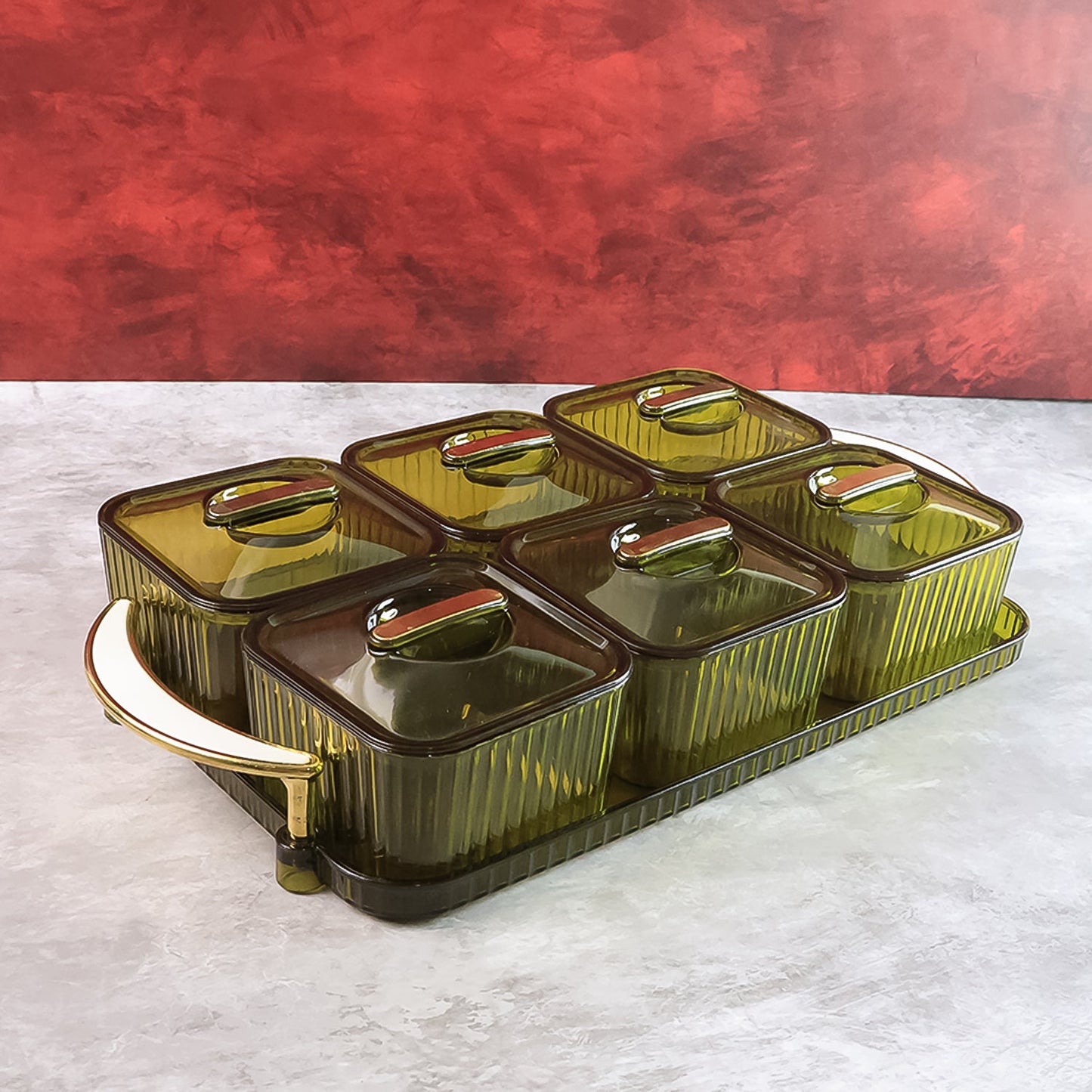 Liger Multipurpose Transparent Spice Jar Set With Tray And Lids 400ml Approx (6 Pc) - Grandsell