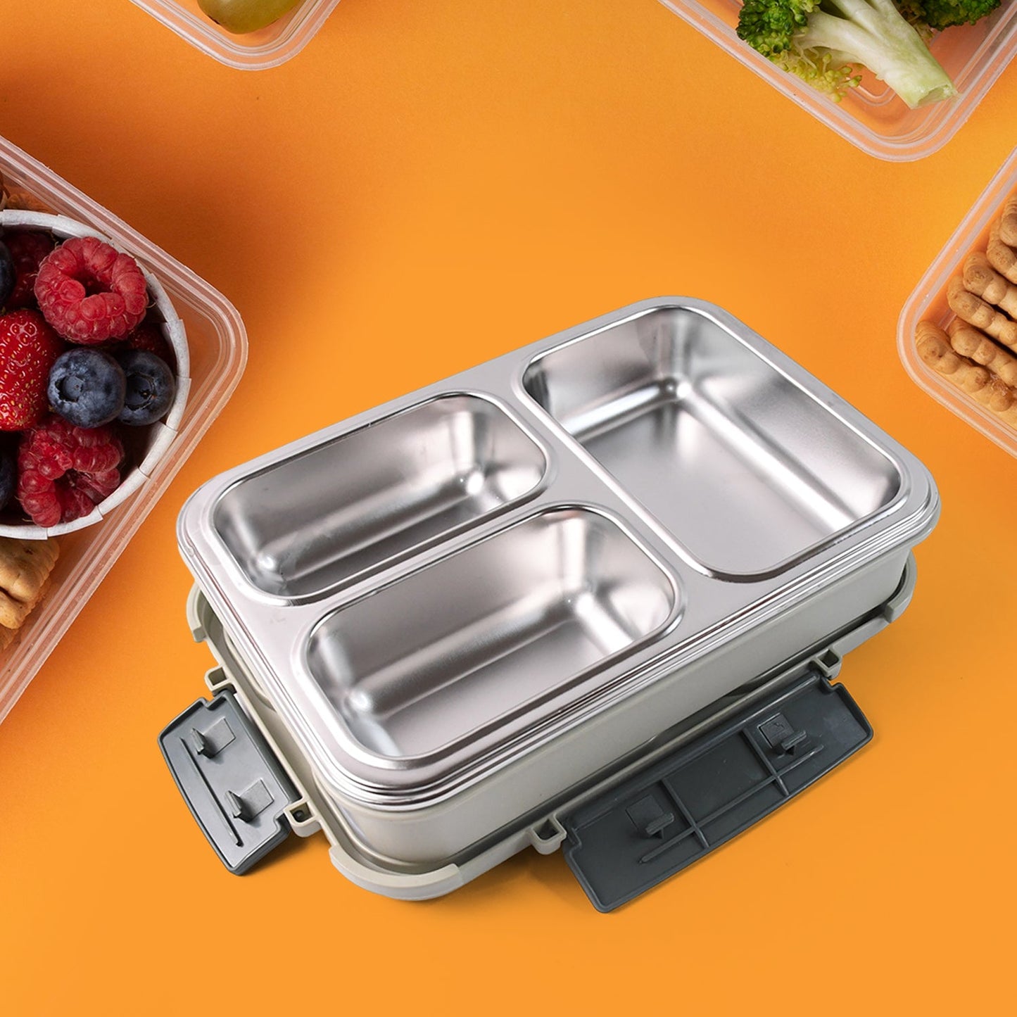 Lunch Box (200 Ml Each Container) With Attractive Stand - 4 Pcs - Grandsell
