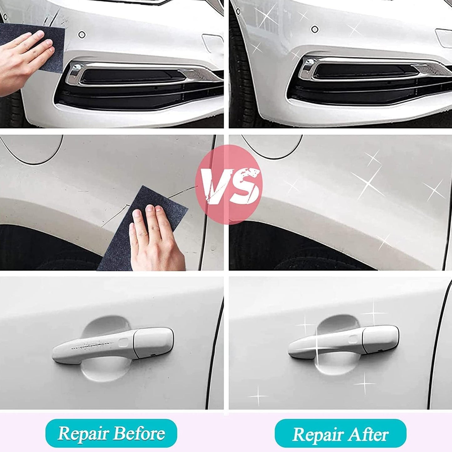 Nano Magic Car Scratch Remover Cloth Multipurpose Scratch Repair Cloth Cloth For Car Paint Scratch Repair Easy To Repair Slight Scratches On The Surface Polishing Repeatable Use For All Kinds Of Car (45 Ml Repair Solution 2 Gloves 2 Nano Cloth) - Grandsell