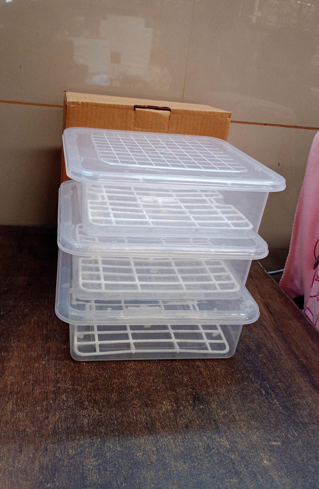 Plastic Food Storage Containers With Removable Drain Tray And Lid (3 Pcs Set) - Grandsell