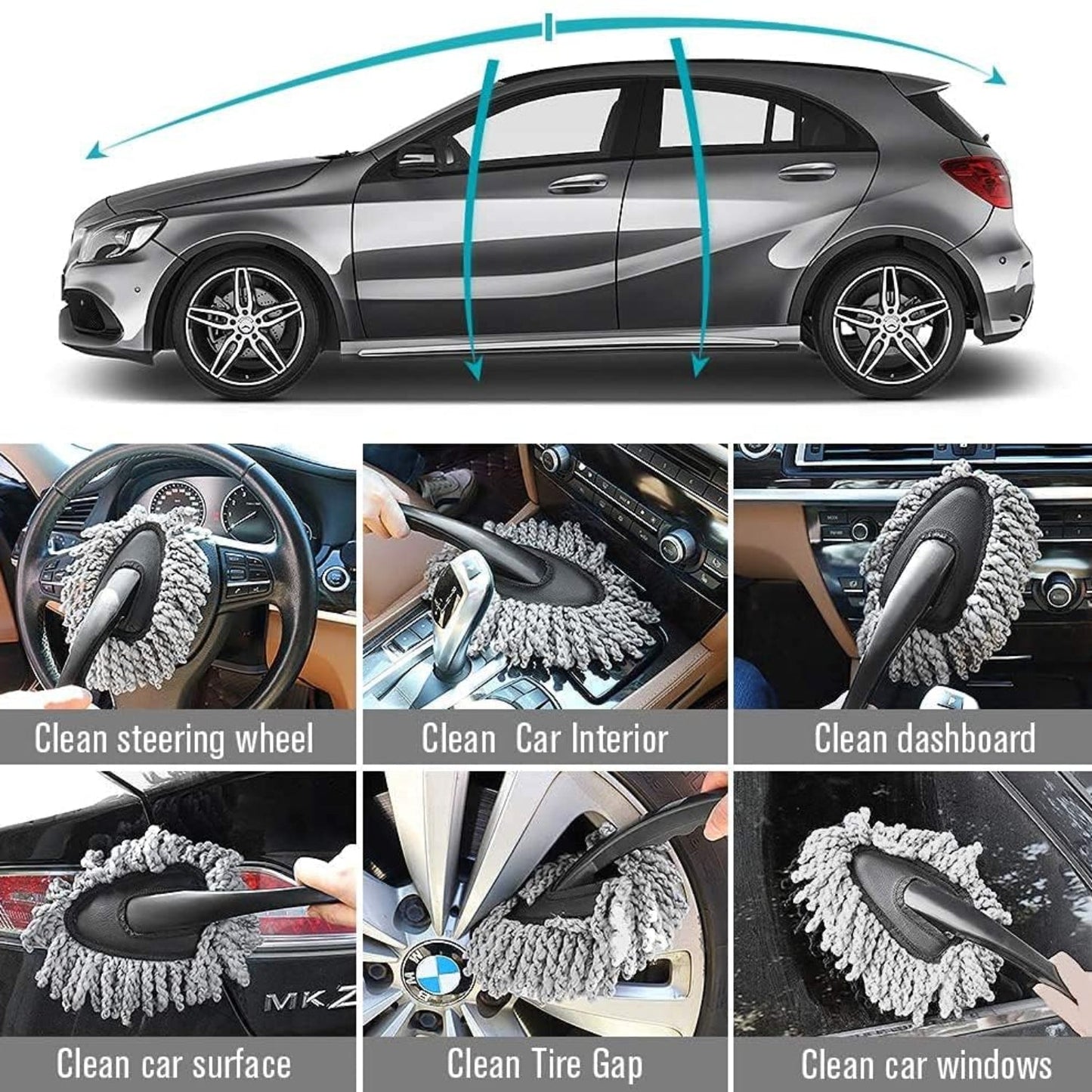Plastic Multi-Functional Car Duster Cleaning Brush – Dust & Dirt Mop Tool - Grandsell