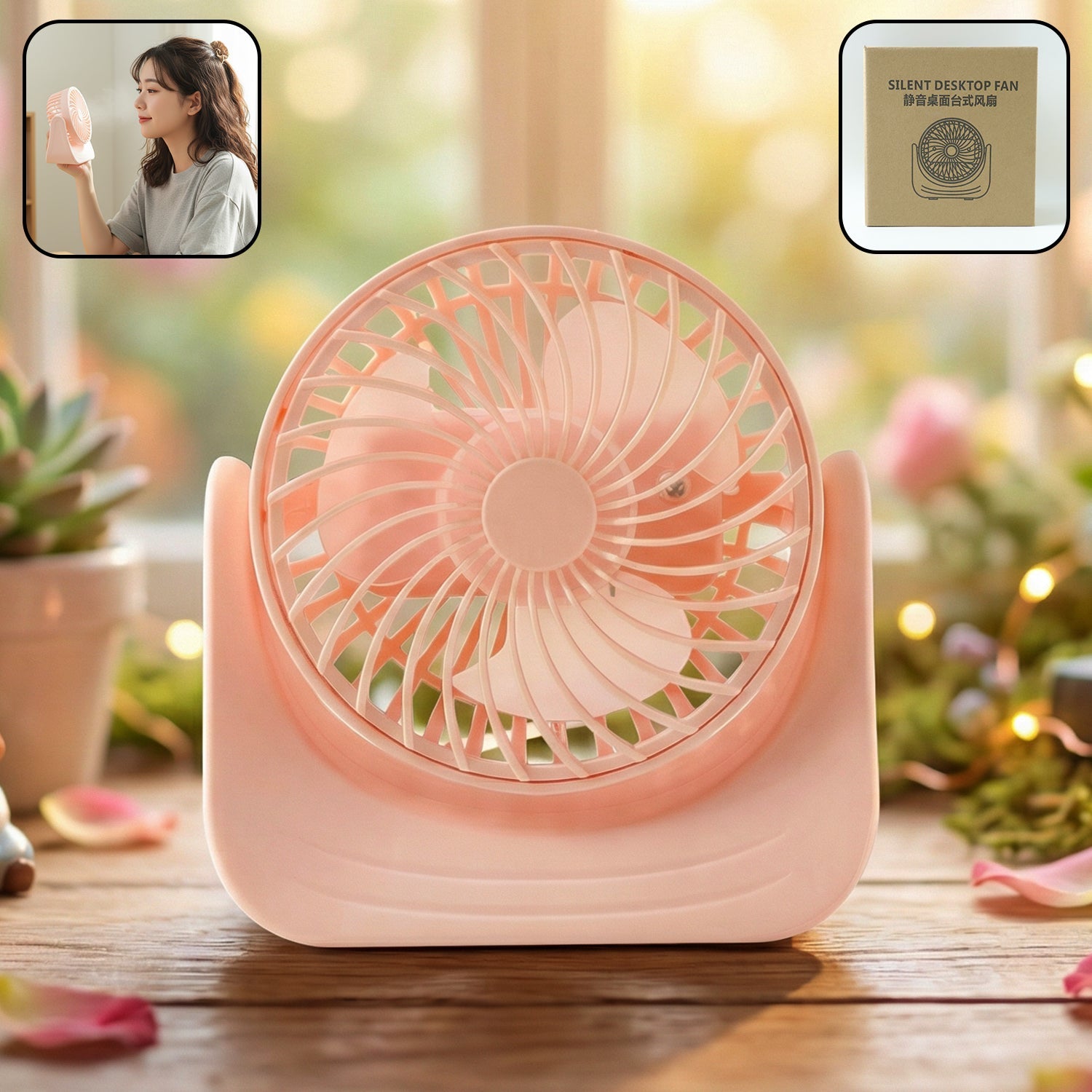 Plug And Play Silent Desktop Mini Fan With Adjustable Tilt Head (1 Pc) - Grandsell