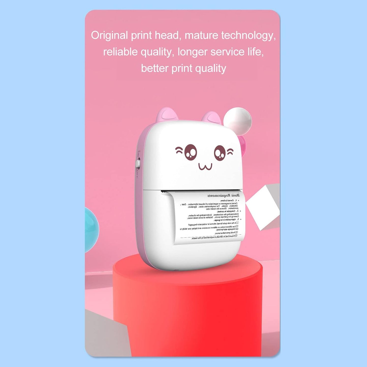 Pocket Mini Printer Mobile Phone Bluetooth Connection Wireless Mini Thermal Printer With Android Or Ios App For Pictures Portable Smart Printercontains 1 Rolls Thermal Paper With Fast Paper Output For Photo Image - Grandsell