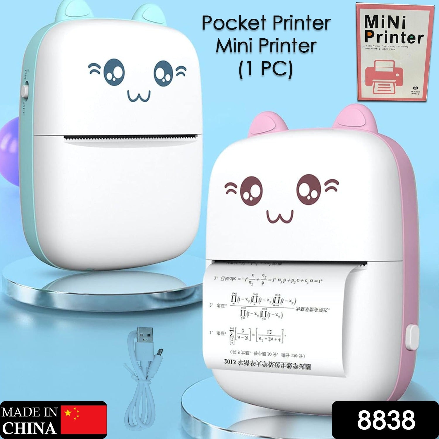 Pocket Mini Printer Mobile Phone Bluetooth Connection Wireless Mini Thermal Printer With Android Or Ios App For Pictures Portable Smart Printercontains 1 Rolls Thermal Paper With Fast Paper Output For Photo Image - Grandsell