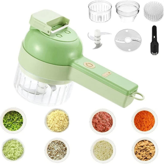 Portable Electric Vegetable Cutter Set – 4 - in - 1 USB Rechargeable Mini Chopper & Food Prep Tool - Grandsell