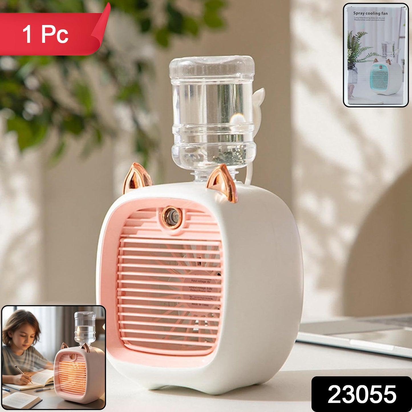 Portable Mini Air Cooler Fan With Spray Mist Function (1 Pc) - Grandsell
