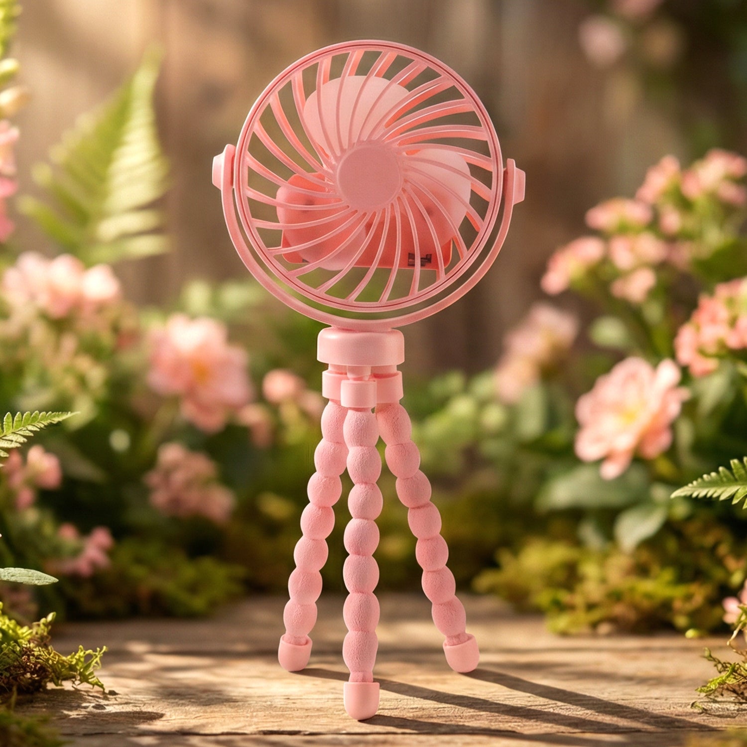 Portable Rechargeable Led Light Fan With Flexible Tripod Stand (1 Pc) - Grandsell