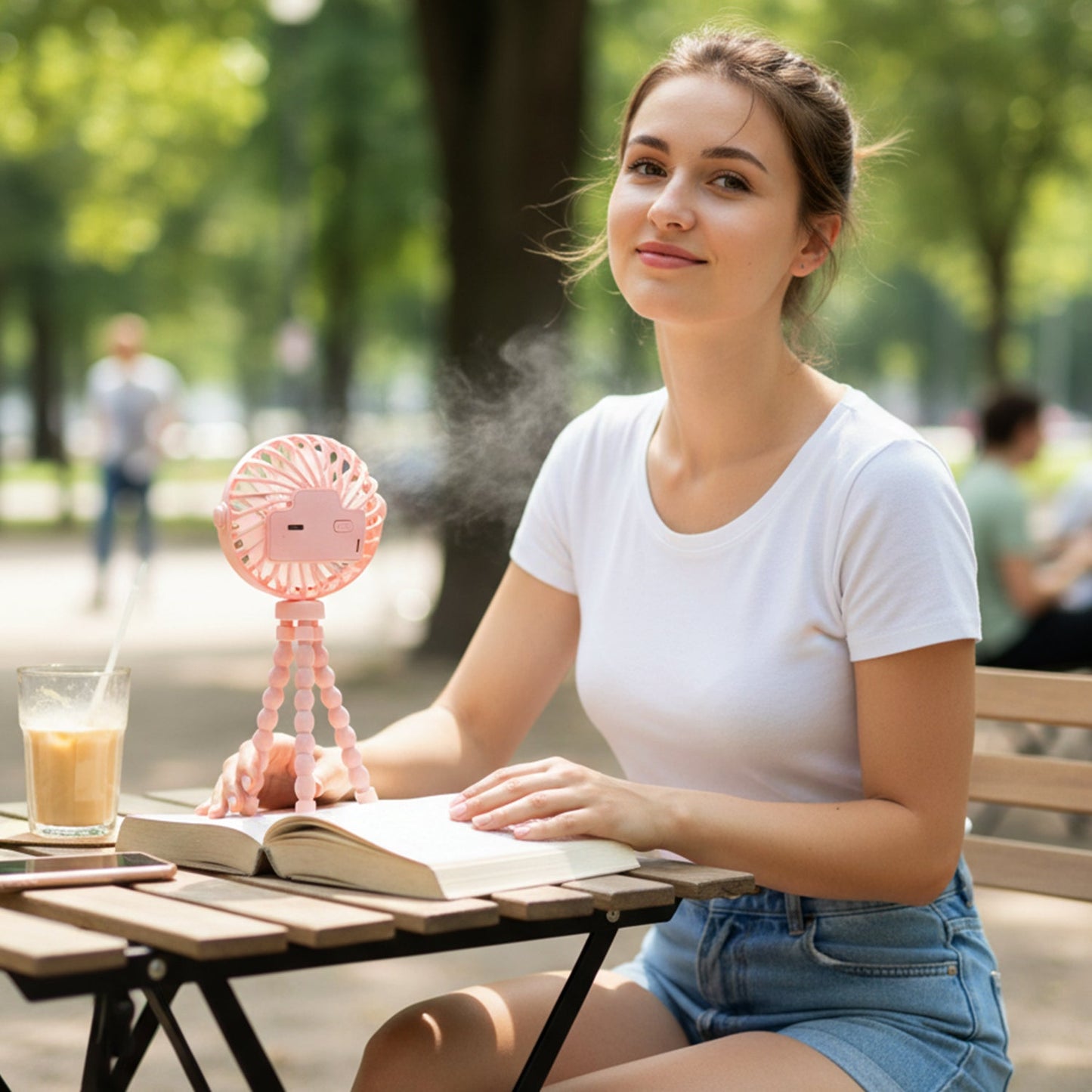 Portable Rechargeable Led Light Fan With Flexible Tripod Stand (1 Pc) - Grandsell