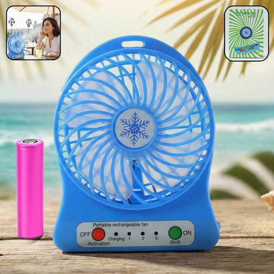 Portable Rechargeable Mini Table Fan With Led Light And Battery (1 Pc) - Grandsell