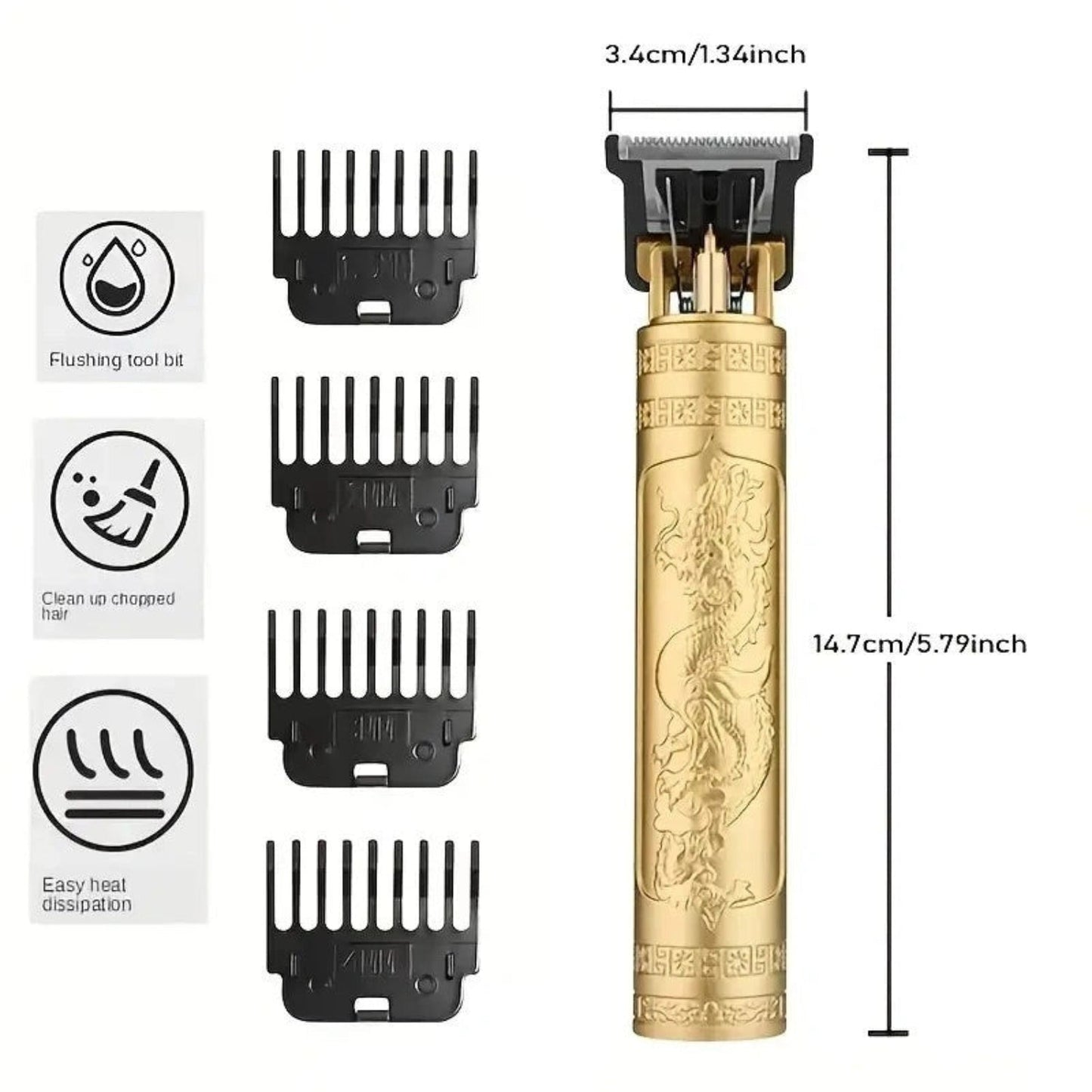 Professional Electric Hair Clipper with Dragon Design ( PACK OF 1 ) - Grandsell