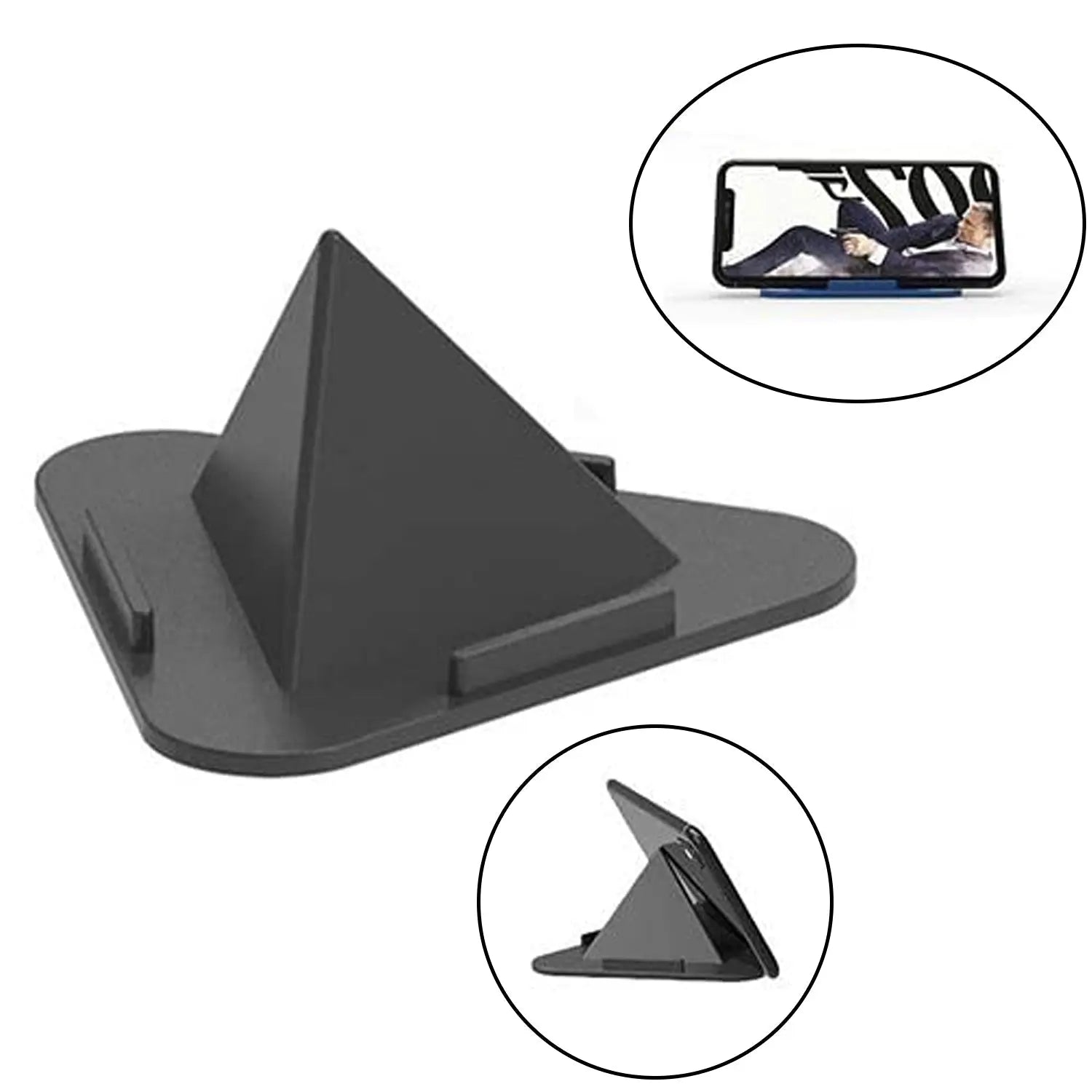 Pyramid Black Mobile Stand with 3 Adjustable Viewing Angles Universal Smartphone Holder for Desk Table Use