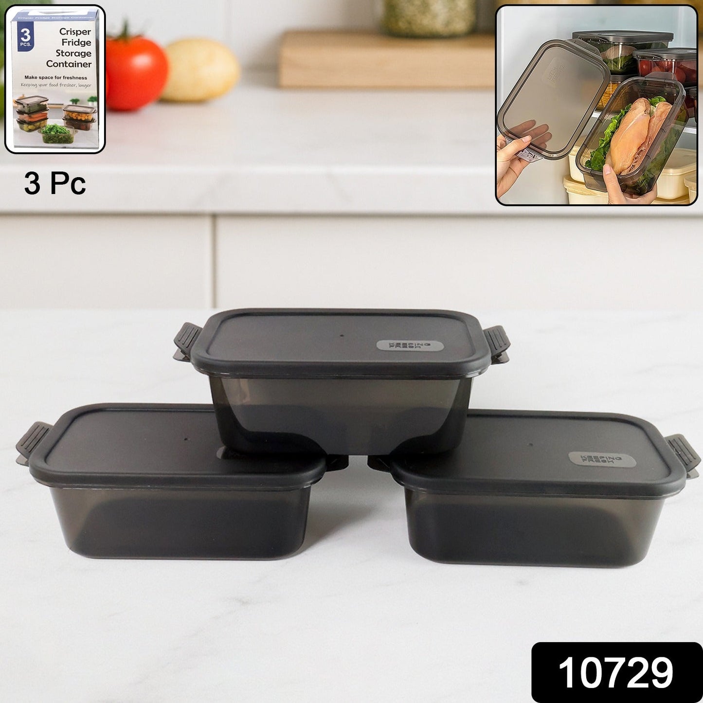 Rectangular Food Storage Containers - (3 Pc Set) - Grandsell