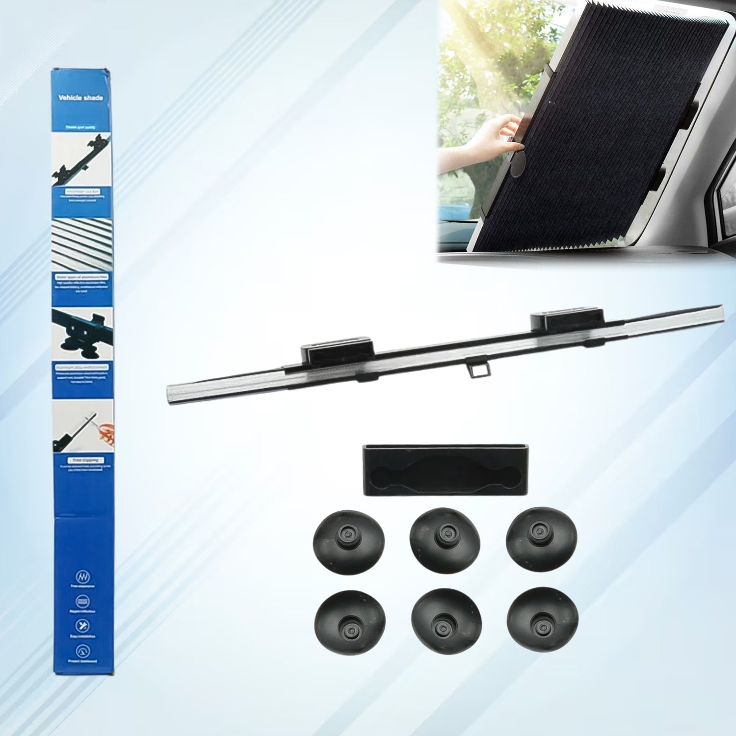 Retractable Long Foldable Windshield Sun Shade For Car (1 Set) - Grandsell