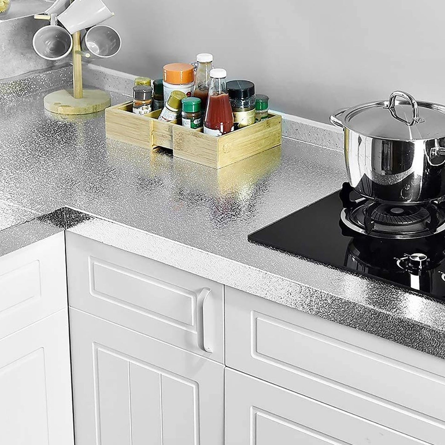 Self - adhesive Kitchen Back Splash Wallpaper Aluminum Foil Wall Paper (60200 Cm) - Grandsell