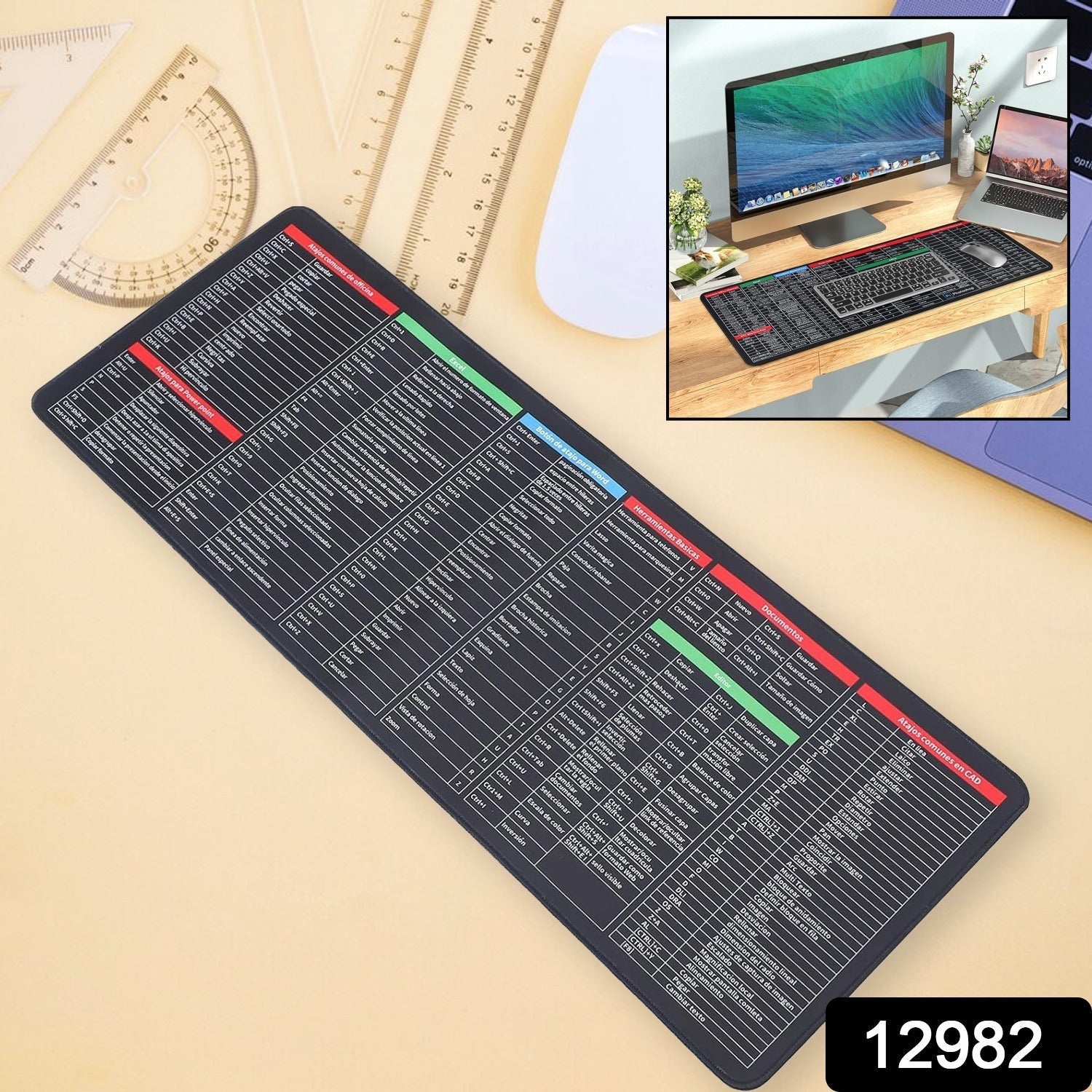 Shortcut Keyboard Mat Mouse Pad Mat Mouse Pads For Desk Quick Key Super Large Anti - slip Keyboard Pad Desk Accessories Desktop Mouse Pad Office Oversized Big Mouse Pad Rubber (8030 Cm) - Grandsell