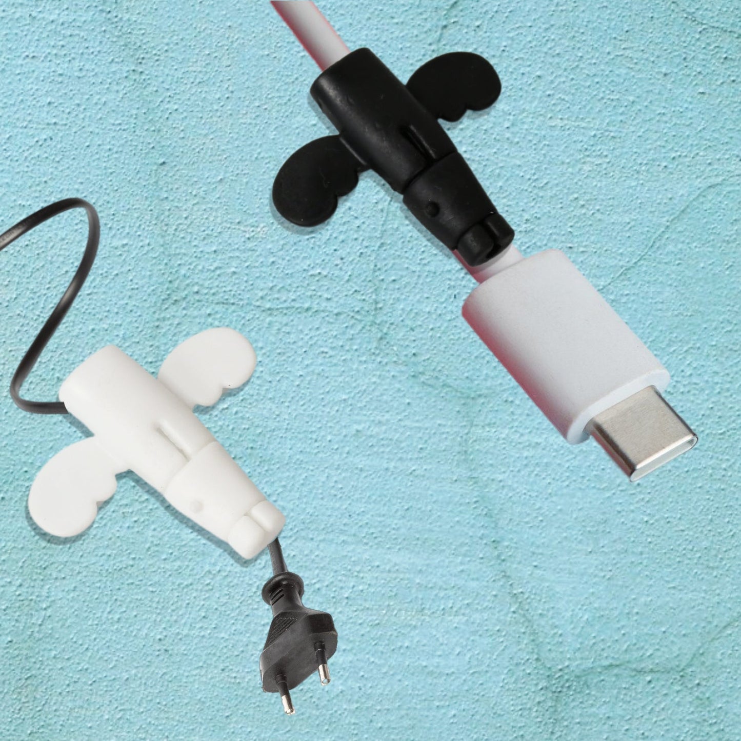 Silicone Data Cable Protector Angel Data Cable Protective Cover 2 In 1 Mobile Phone Cord Earphone Cord Saver Storage Tool - Grandsell