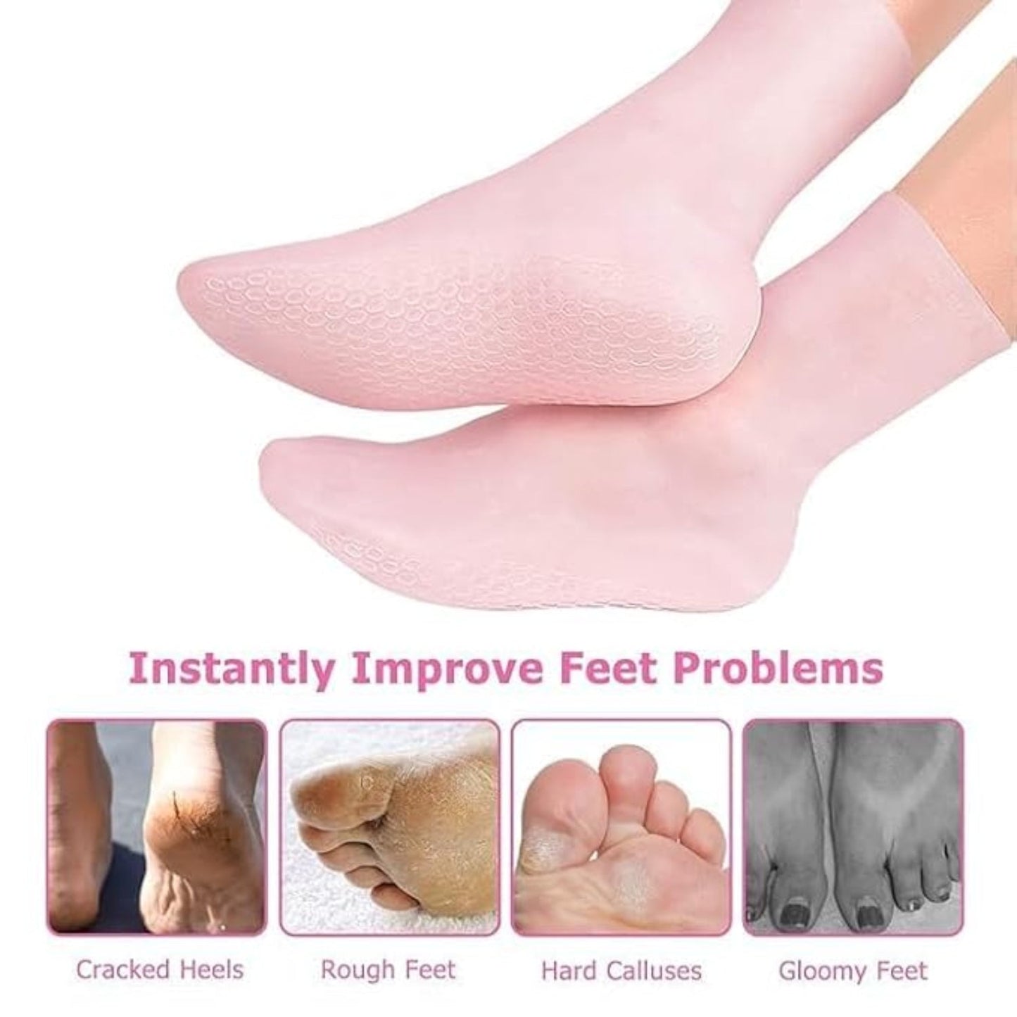 Silicone Moisturizing Socks for Dry Cracked Feet | Heel Care - Grandsell