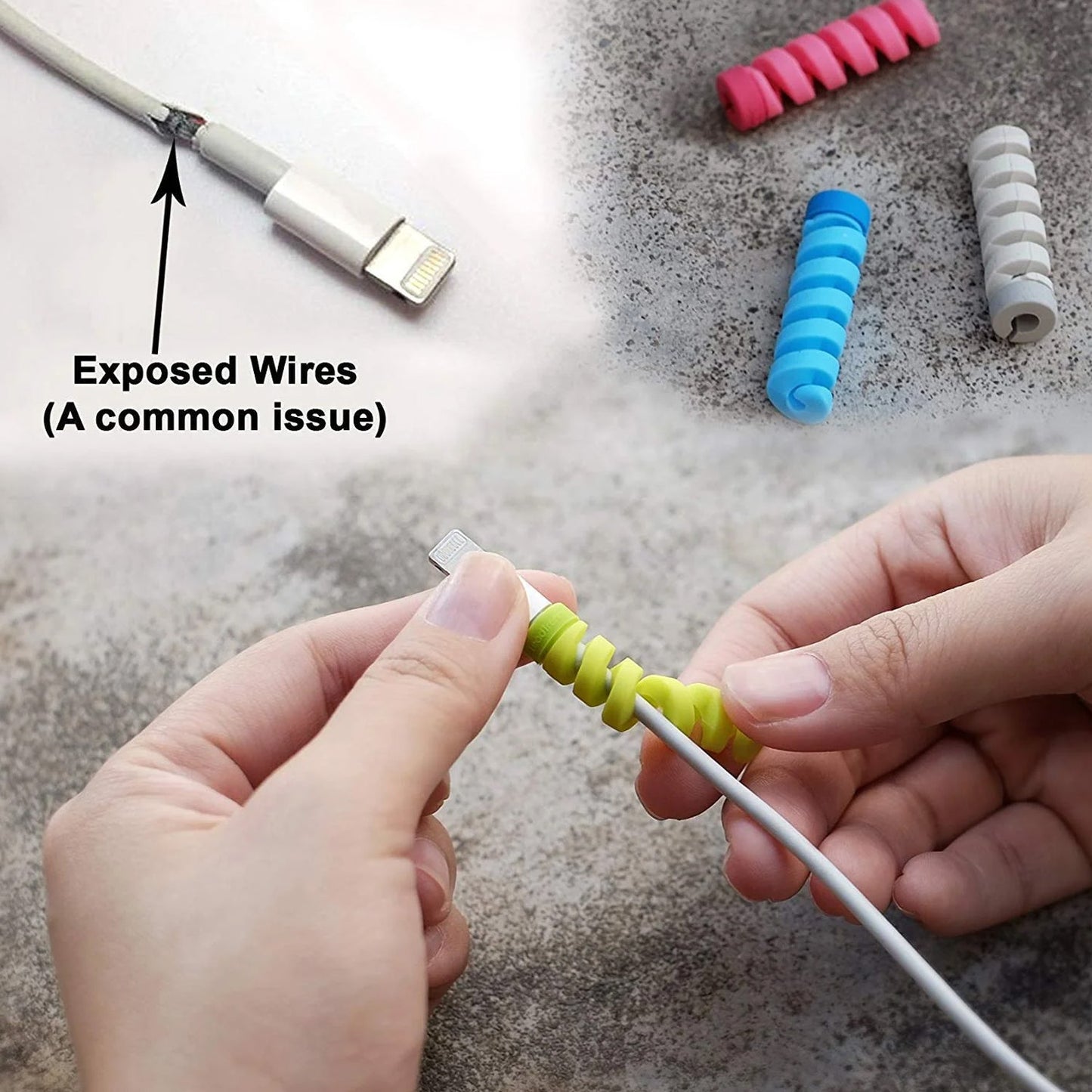 Spiral Charger Cable Protector Data Cable Saver Charging Cords Protective For All Universal Earphone Cable Cover (Pack Of 10) - Grandsell