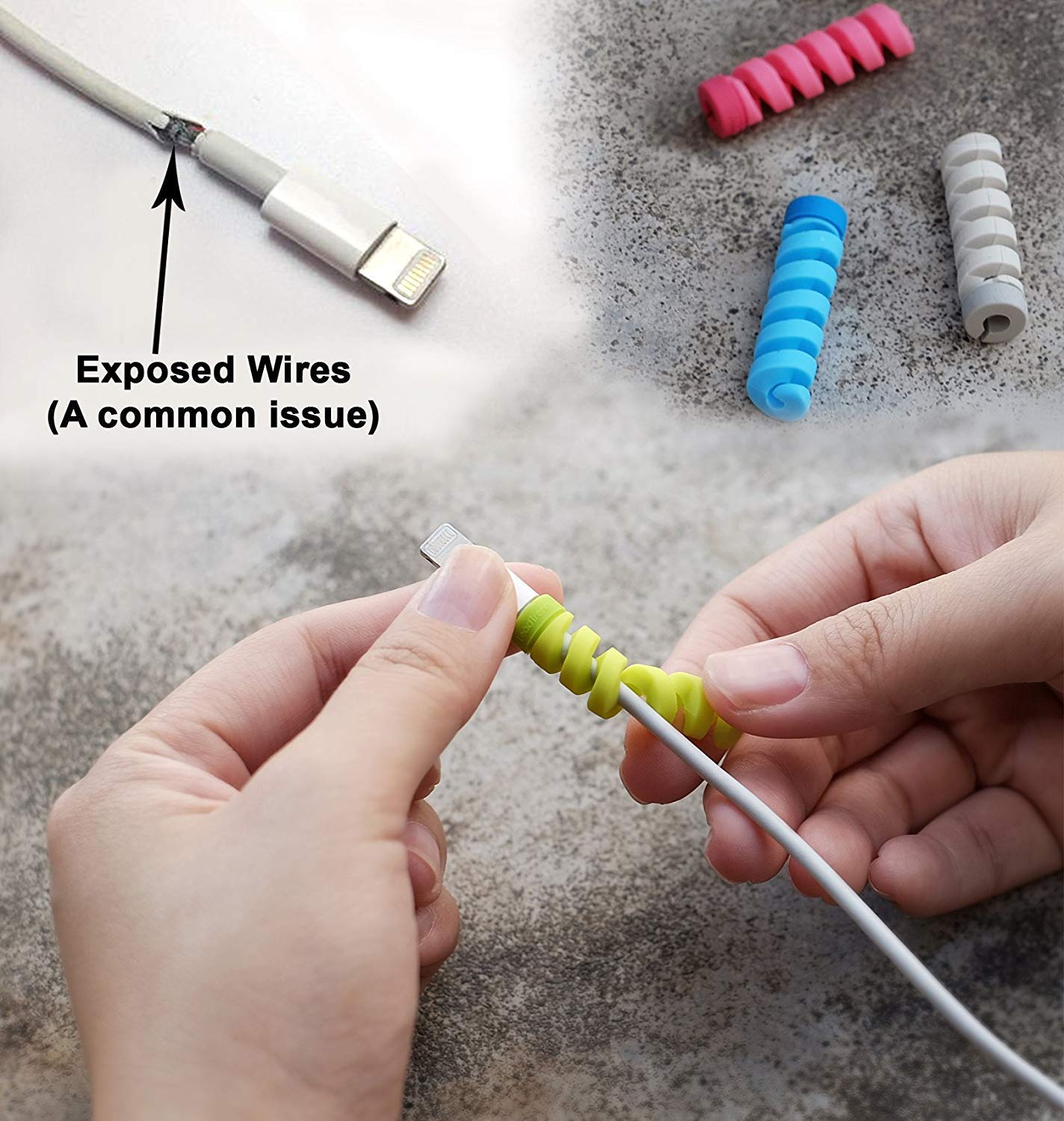 Spiral Charger Spring Cable Protector Data Cable Saver - Grandsell
