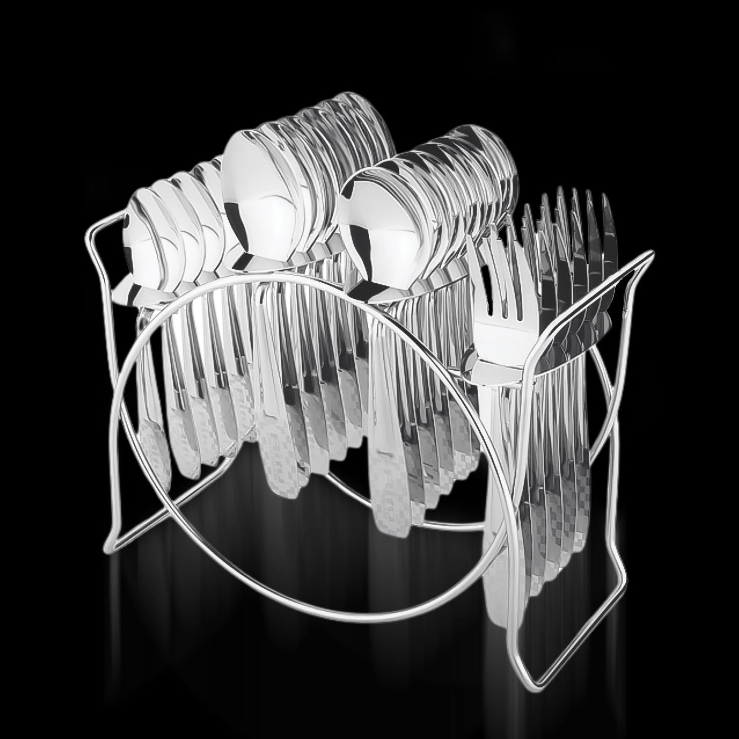 Stainless Steel Cutlery Set With Elegant Storage Stand (24 Pc) - Grandsell