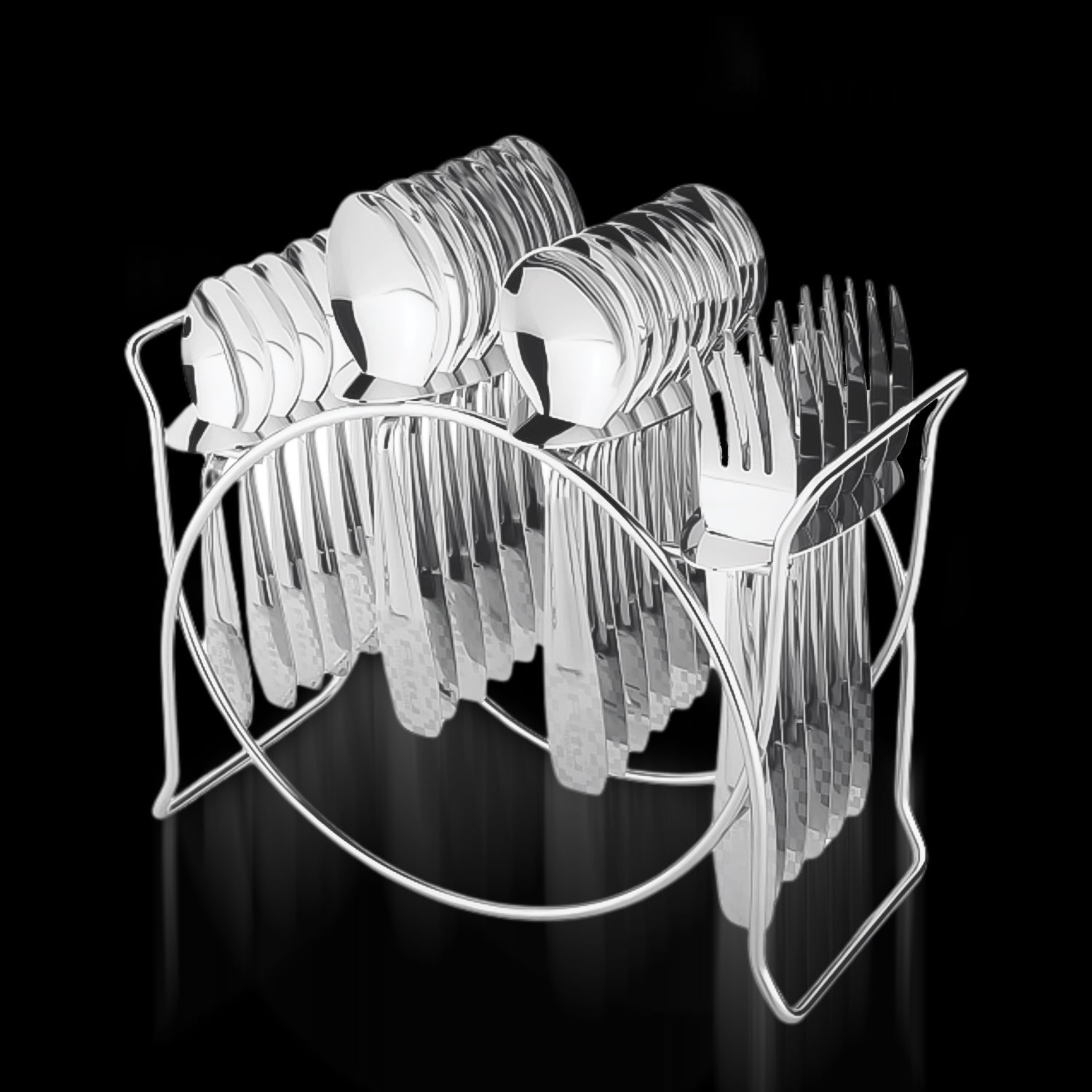 Stainless Steel Cutlery Set With Elegant Storage Stand (24 Pc) - Grandsell