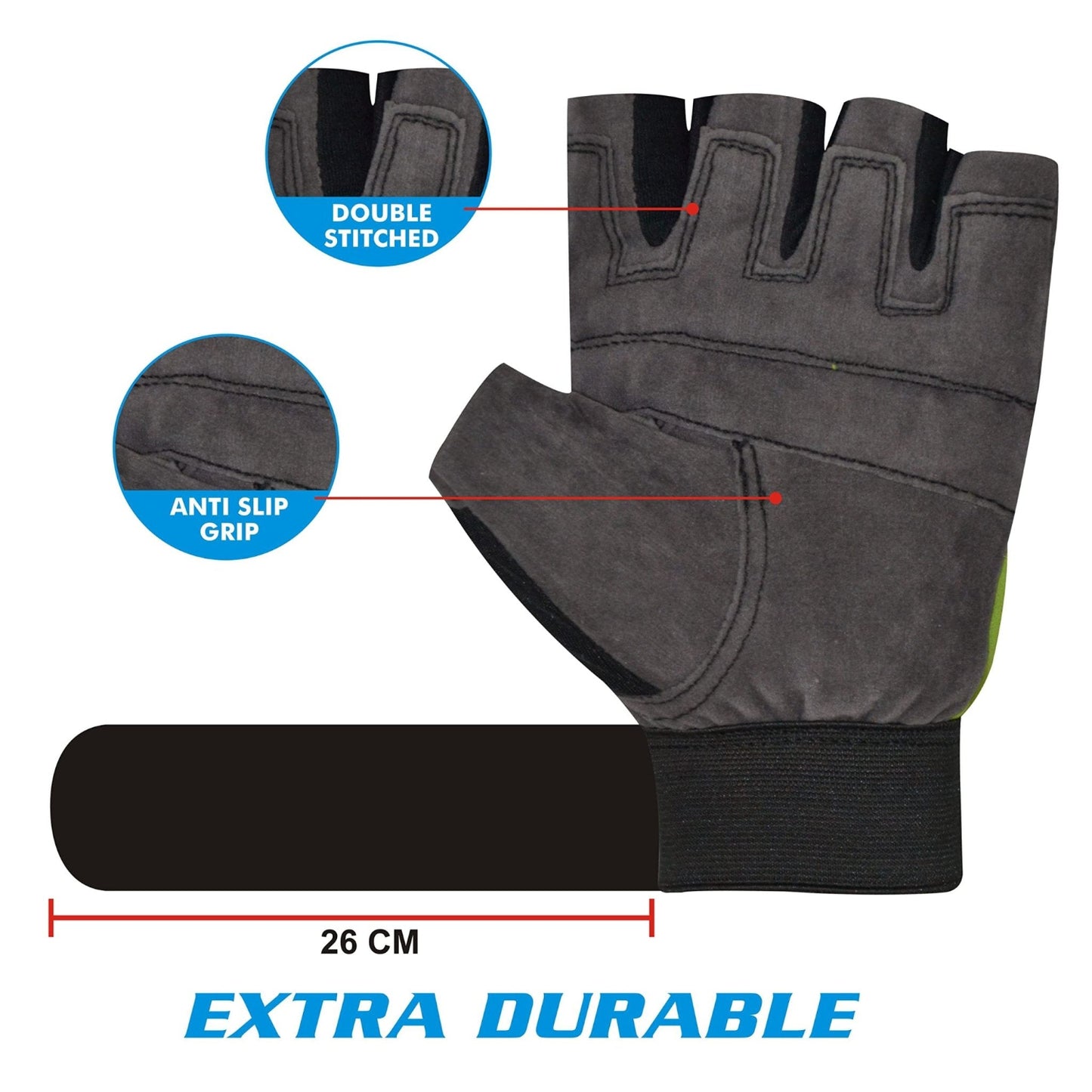 Symactive Gym Training Gloves (Set of 2) – Vision Grey/Green Fitness Gloves - Grandsell