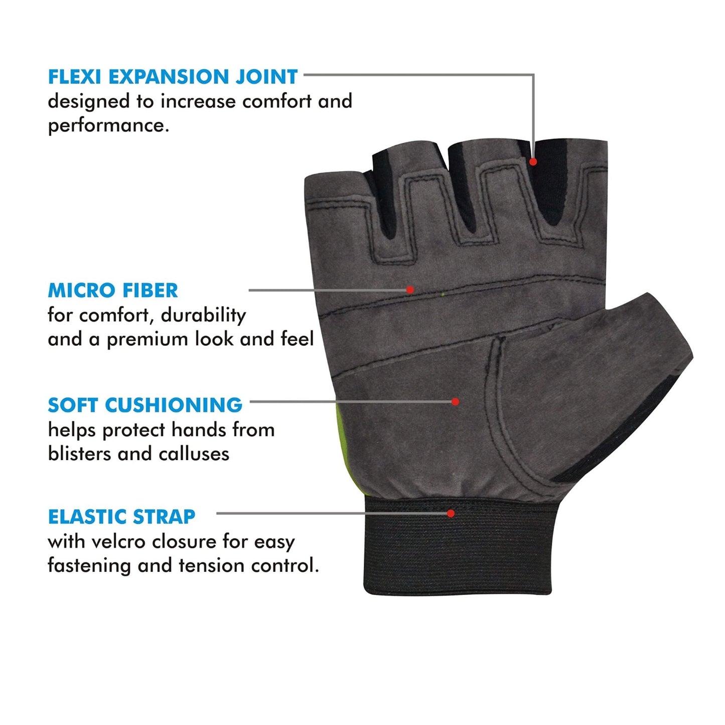 Symactive Gym Training Gloves (Set of 2) – Vision Grey/Green Fitness Gloves - Grandsell