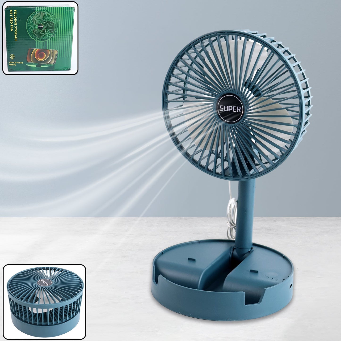 Telescopic Electric Desktop Fan Height Adjustable Foldable Portable For Travelcarry Silent Table Top Personal Fan For Bedside Office Table (Battery Not Include) - Grandsell